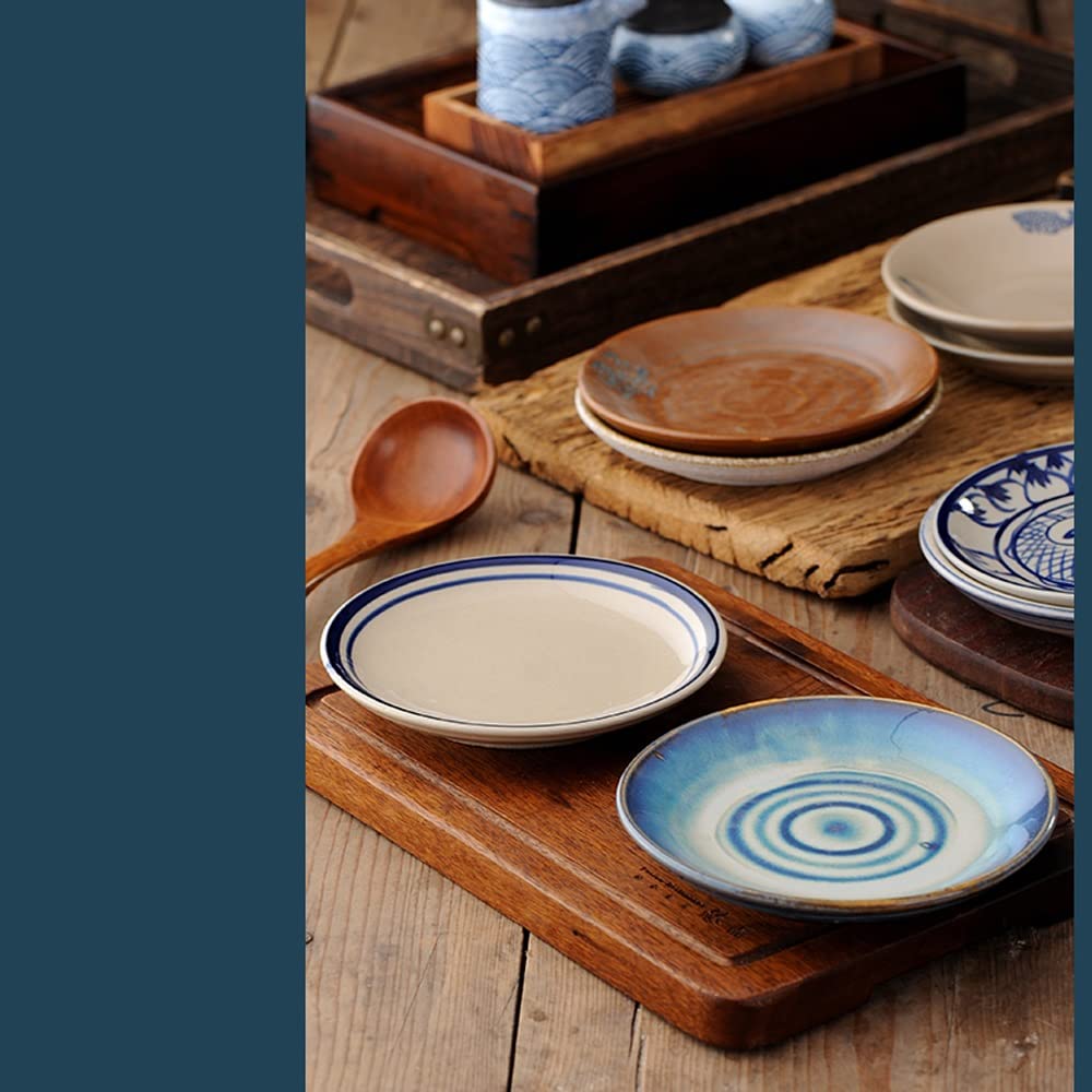 Vintage Dark Blue Ceramic Salad Bowl - Retro Dining Table Snack Plate for Cake, Fruit, and Nuts | Perfect for Home Kitchen, Picnics, and Party Serving