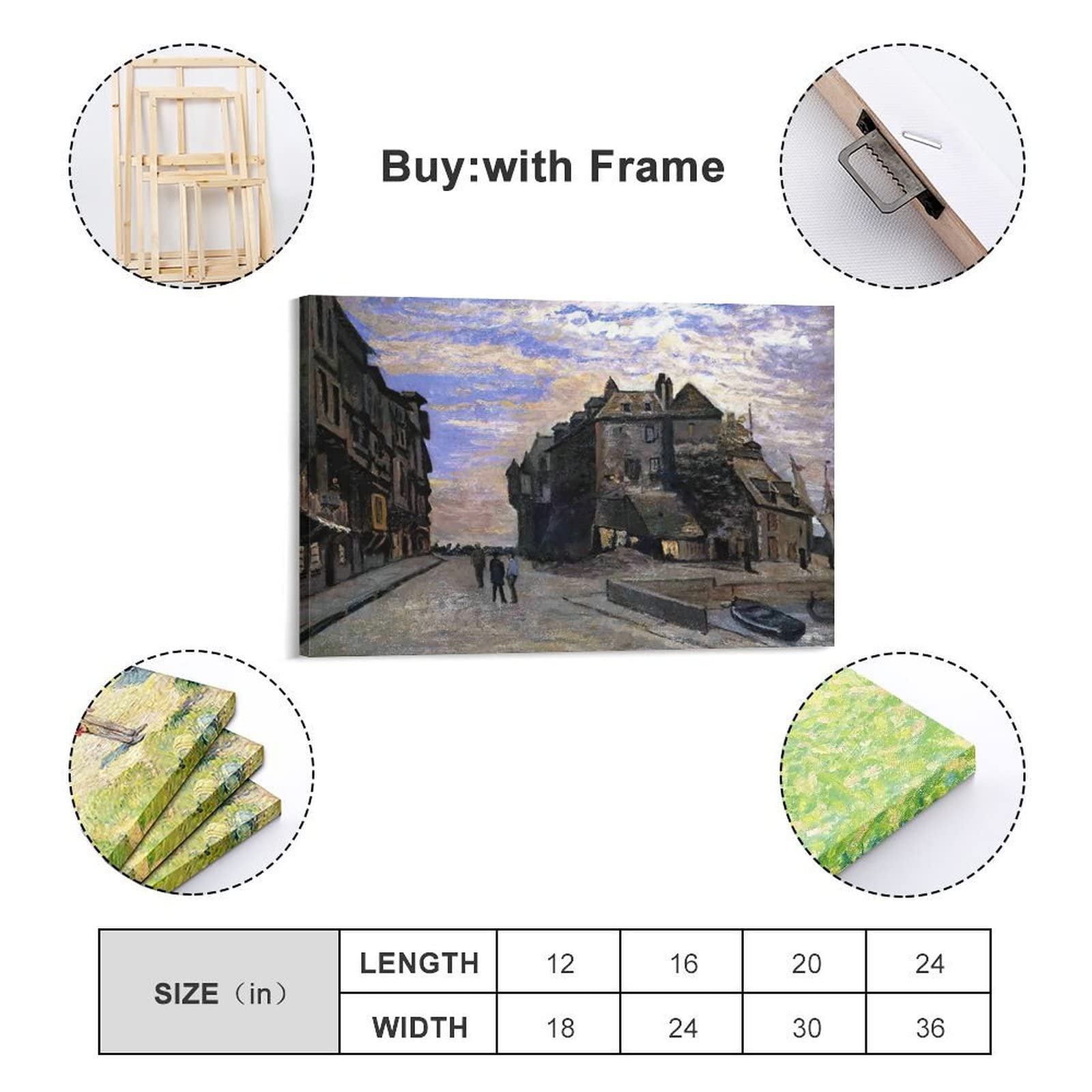 Oscar Claude Monet The Lieutenancy at Honfleur Painting - Premium Art Poster & Canvas Wall Decor (16x24 inch/40x60cm) Framed/Unframed - Perfect for Living Room, Bedroom & Office Decor
