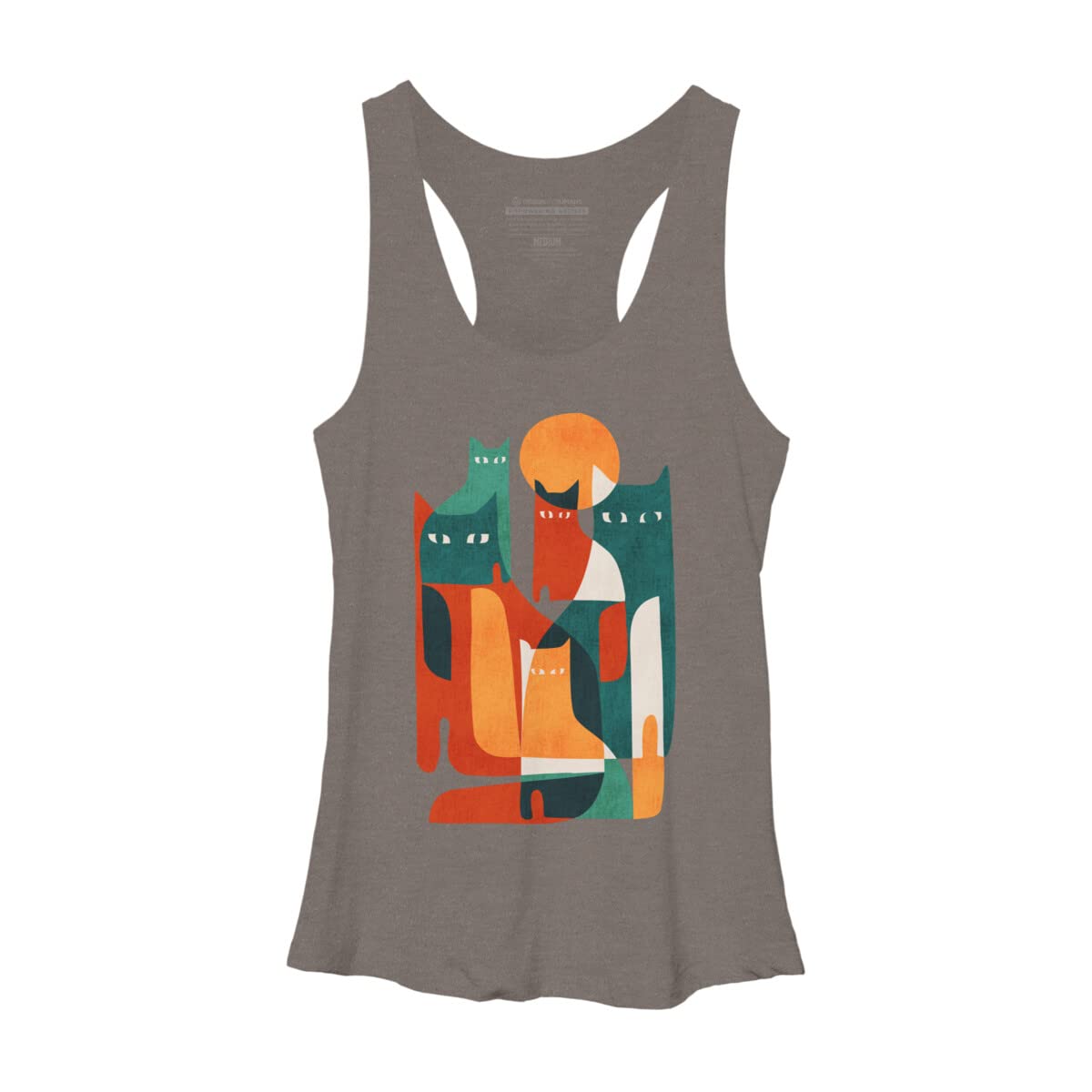 Design By Humans Women's Cat Print Racerback Tank Top - Soft Breathable Workout Shirt for Yoga, Gym & Casual Wear