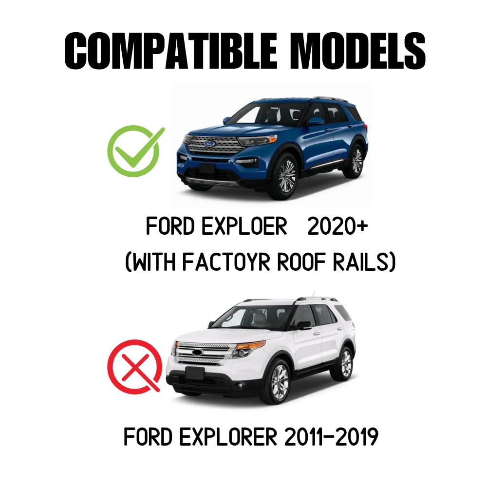 **Heavy Duty Black Roof Rack Cross Bars for Ford Explorer 2020-2025 | XLT, Limited, ST Models | Cargo Carrier, Kayak, Canoe, Bike, Snowboard, Ski Rack | Perfect for Road Trips & Outdoor Adventures**