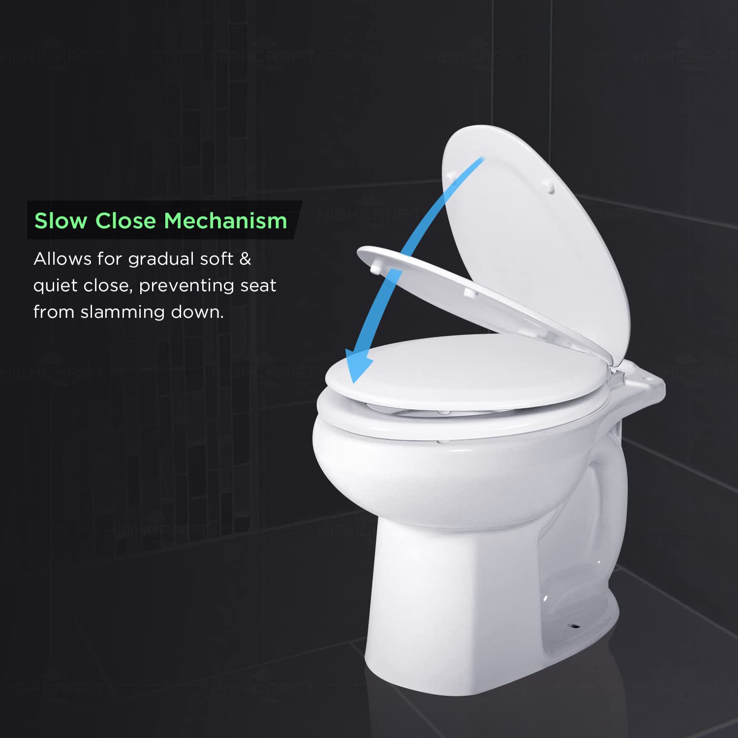 W4TSWE Elongated Molded Wood Toilet Seat with Slow Close, Easy Removal & Adjustable Hinges - White | Durable & Hygienic Bathroom Upgrade for Homes, Hotels & Offices