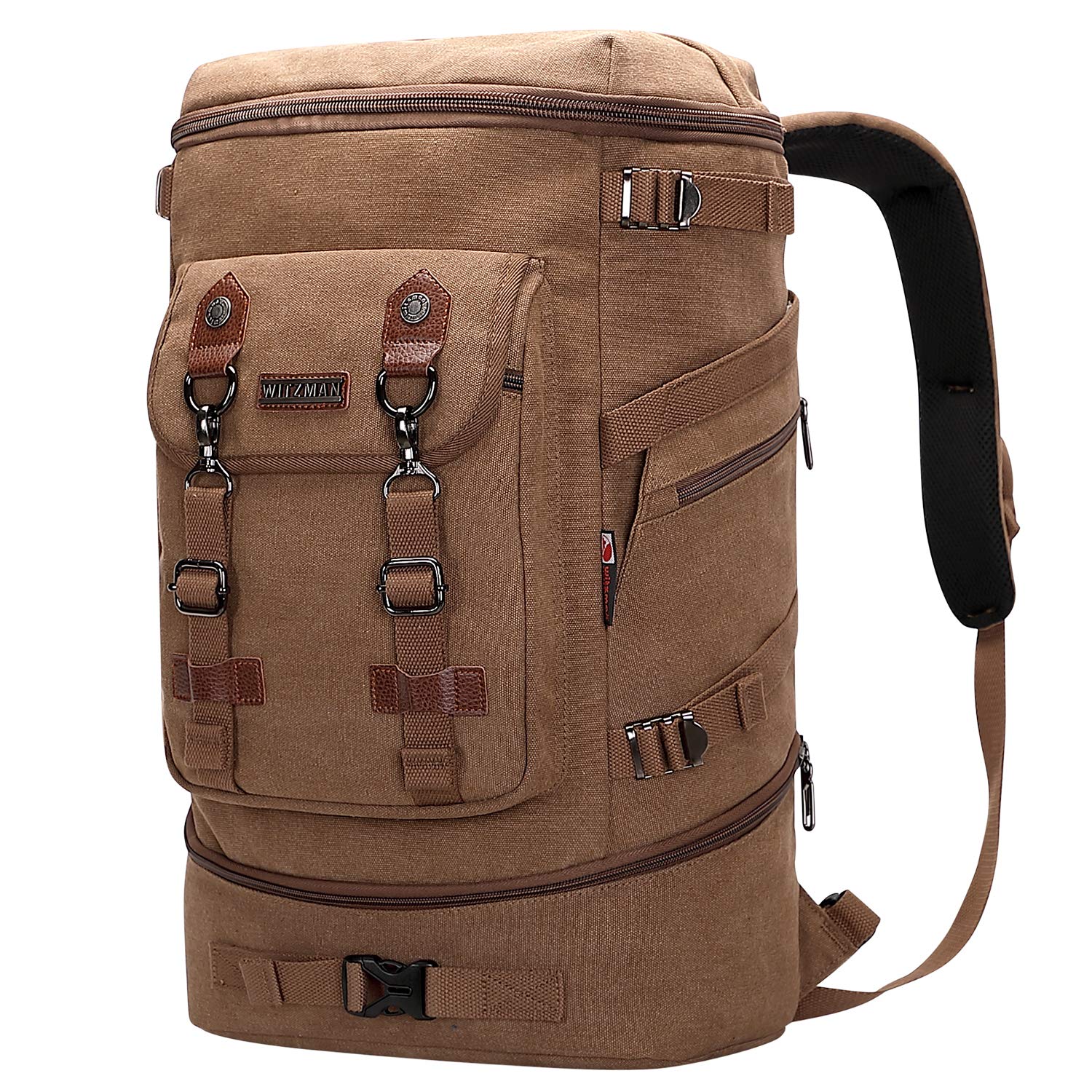 WITZMAN Canvas Travel Backpack - Convertible Carry On Luggage for Men & Women | Perfect for Hiking & Business Trips