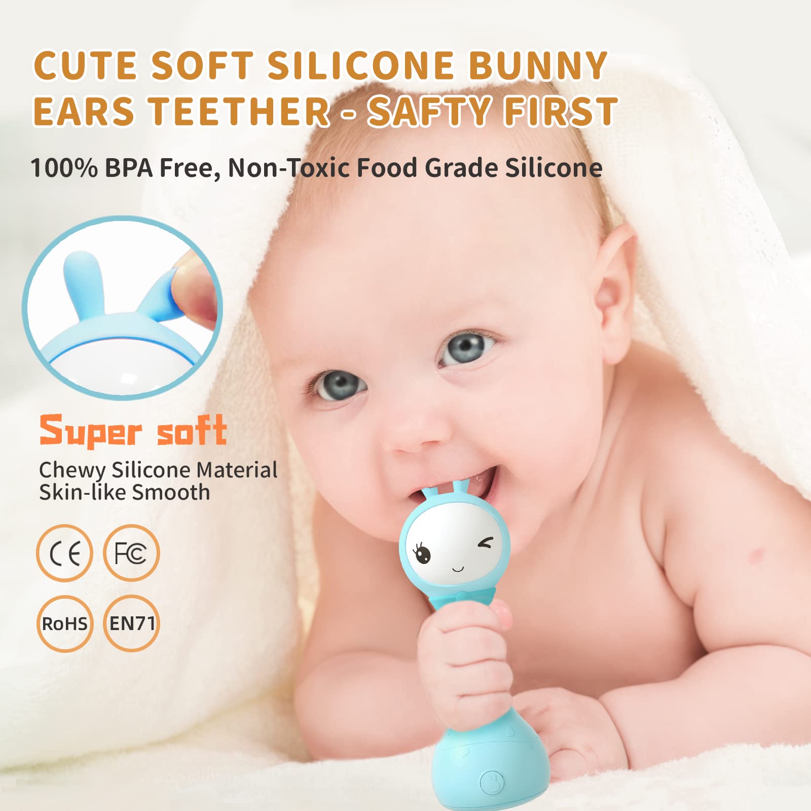 Alilo Easter Bunny Baby Toy - Soft Plush Stuffed Animal for 6-12 Month Old Boys & Girls | Cute Toddler Learning Toy 1-2 Years | Best Gift for 1 Year Old Birthday, Easter Basket & Nursery Decor