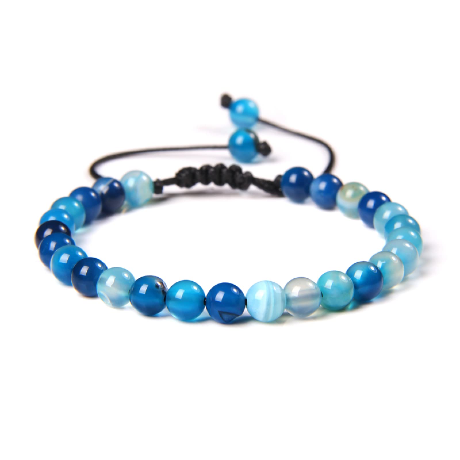 Sudemota Smooth Agate Beaded Bracelet - 6MM Matte Natural Stone Braided Wristband for Women & Men | Boho Chic Jewelry for Everyday Wear & Gifts