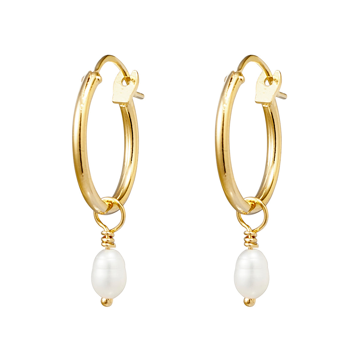 Dainty Pearl Hoop Earrings in Gold - Elegant Minimalist Jewelry for Women | Perfect for Weddings, Parties & Everyday Wear