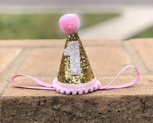 1st Birthday Cone Hat for Girls - Cake Smash Party Crown Headband - Fun & Festive Birthday Party Accessories for Baby Girls - Perfect for 1st Birthday Photos, Cake Smash Sessions & Celebrations