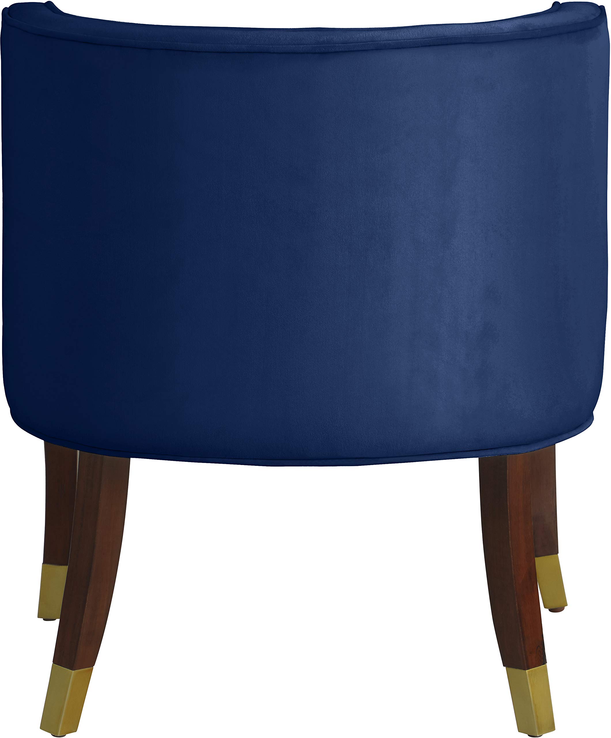 Modern Velvet Upholstered Dining Chairs Set of 2 - Navy Blue Tufted Back with Metal Capped Espresso Wood Legs 24