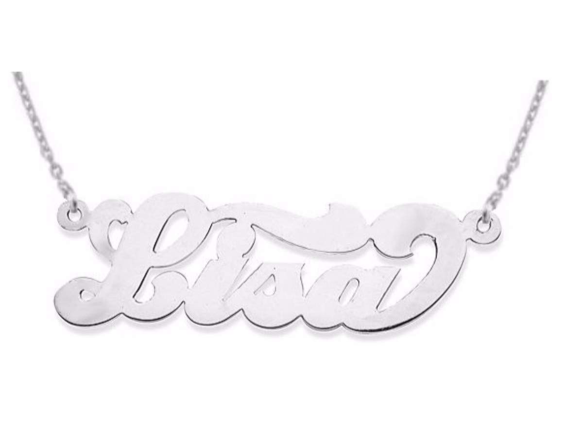 Custom Nameplate Necklace for Women & Men - 925 Sterling Silver or Gold Plated Personalized Shiny High Polish Pendant | Perfect for Gifts, Anniversaries & Special Occasions