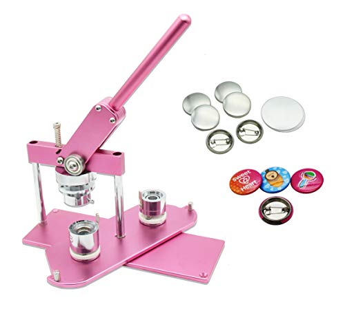 ChiButtons Pro 25mm (1 Inch) Metal Button Maker Machine Kit B400 with 500 Components | Adjustable Circle Cutter & Molds for DIY Tiny Buttons, Mini Badges, Custom Pins | Perfect for Crafting, Scrapbooking, Gifts & Promotional Items (Pink)
