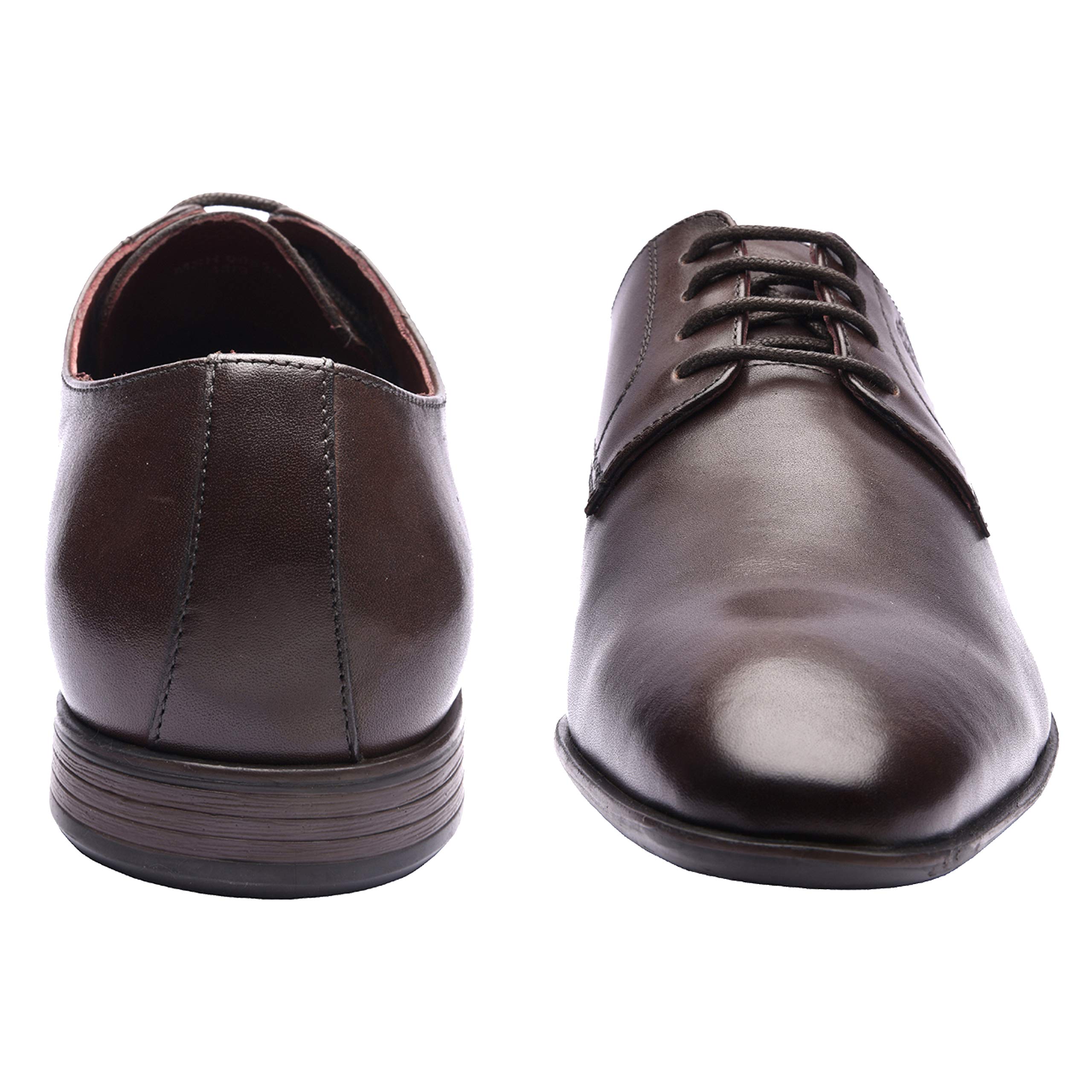 Amoux Genuine Leather Men's Plain Toe Oxford Dress Shoes - Business Formal Office Shoes with Comfortable TPR Sole - Black US Size 8 - Perfect for Weddings, Business Meetings & Professional Events