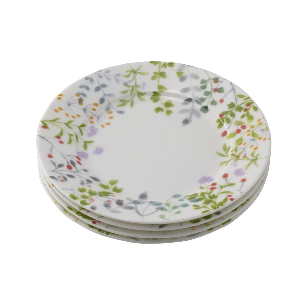 Tivoli Garden Set of 4 Appetizer Plates - Elegant Porcelain Small Plates for Cheese, Desserts & Hors d'Oeuvres - Perfect for Dinner Parties, Bridal Showers & Home Decor