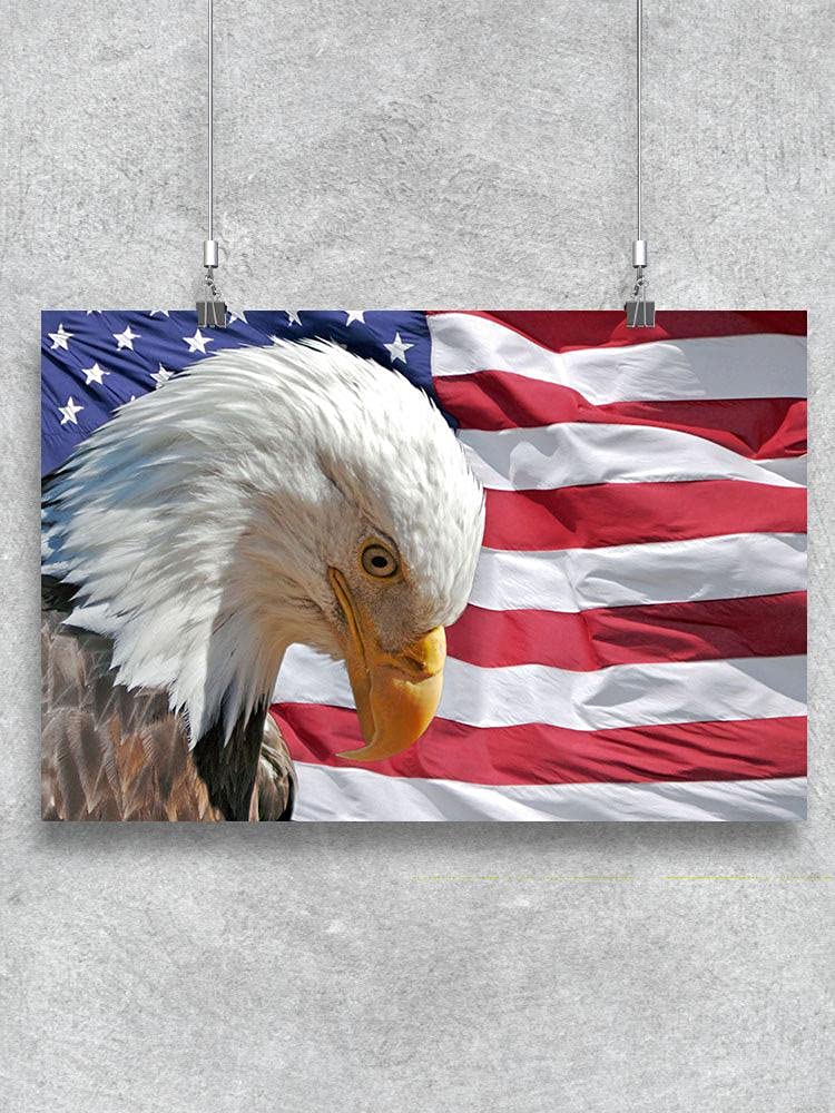 Patriotic Bald Eagle with USA Flag Poster - American Pride Wall Art for Home, Office & Classroom Decor