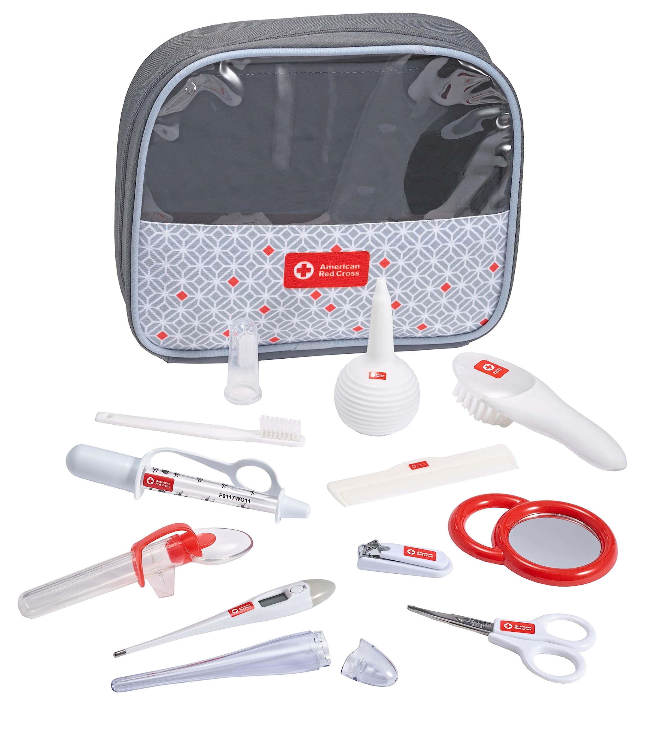 American Red Cross Deluxe Baby Health & Grooming Kit - Infant Care Essentials with Thermometer, Medicine Dispenser, Comb, Brush, Nail Clippers & Storage Tote | Perfect for Newborn Care, Baby Shower Gifts & Travel