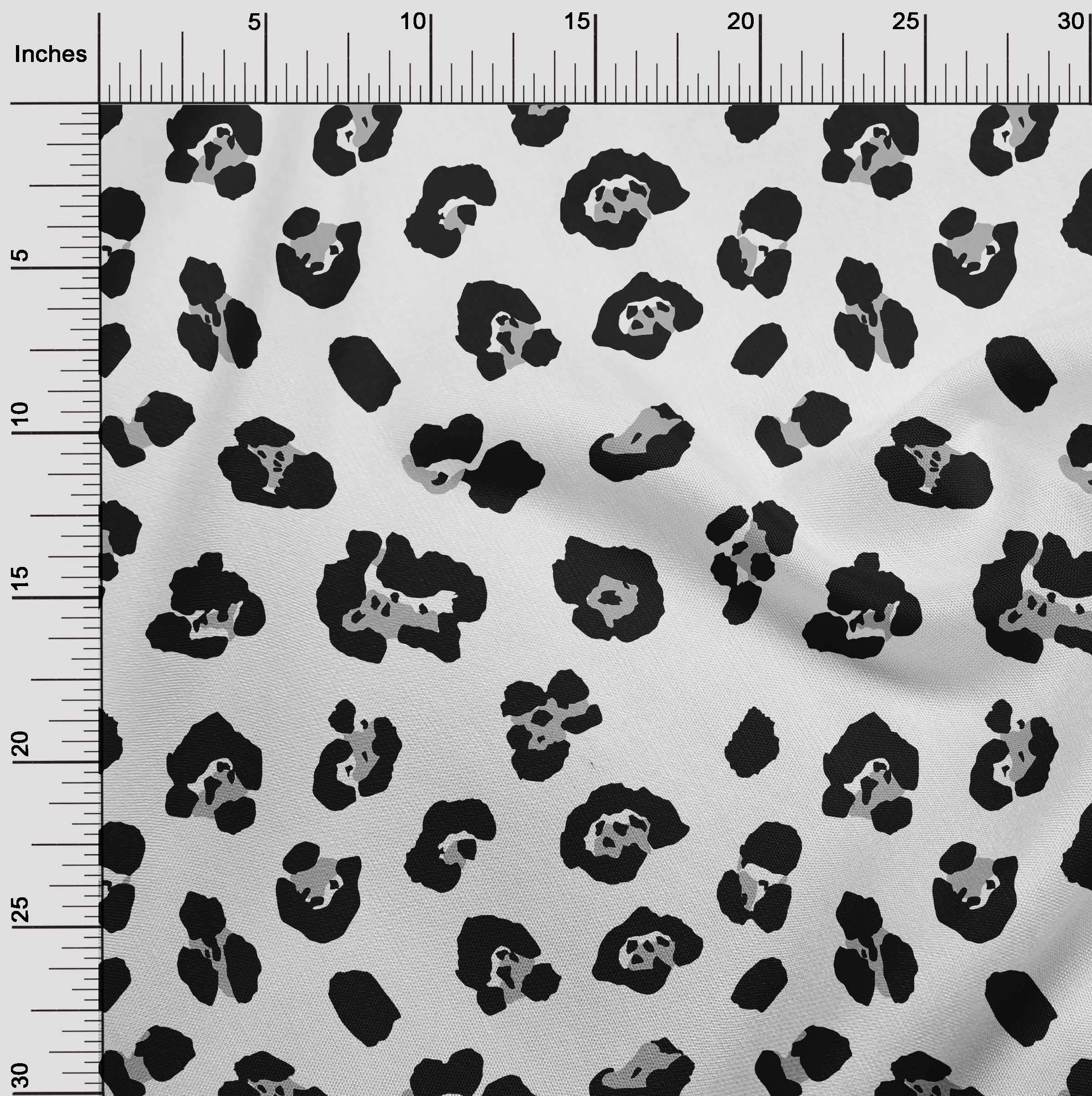 Premium 100% Cotton Poplin Twill Fabric - Black Leopard Animal Print Dress Material (56