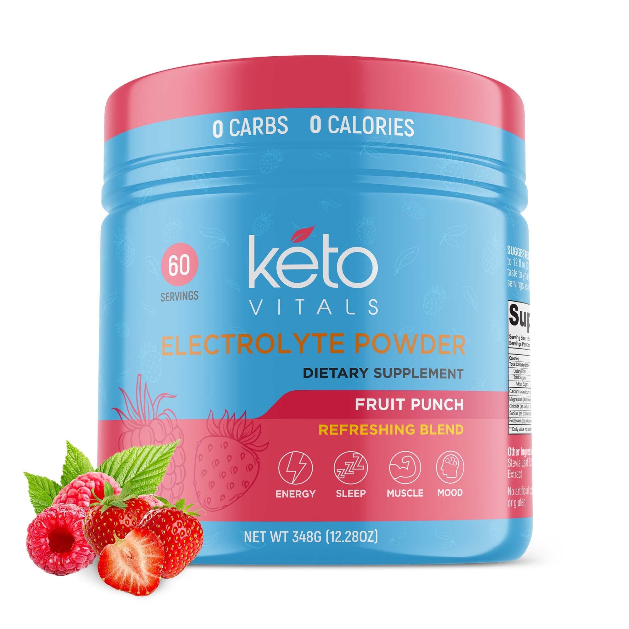 Keto Vitals Electrolyte Powder Supplement - Sugar-Free Energy Drink Mix with Potassium, Magnesium, Sodium & Calcium | Zero Calorie, Zero Carb Keto-Friendly Formula | Perfect for Keto Diet, Workout Recovery & Hydration Support