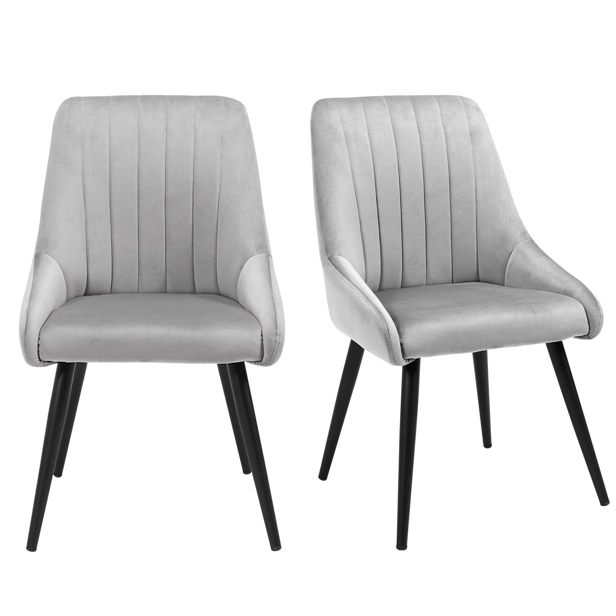 DUHOME Mid Century Modern Dining Chairs Set of 2 - Upholstered Tufted Armless Accent Chairs with High Back for Dining Room, Living Room, Bedroom & Coffee Shop - Grey Home Decor (Perfect for Small Spaces & Entertaining Guests)