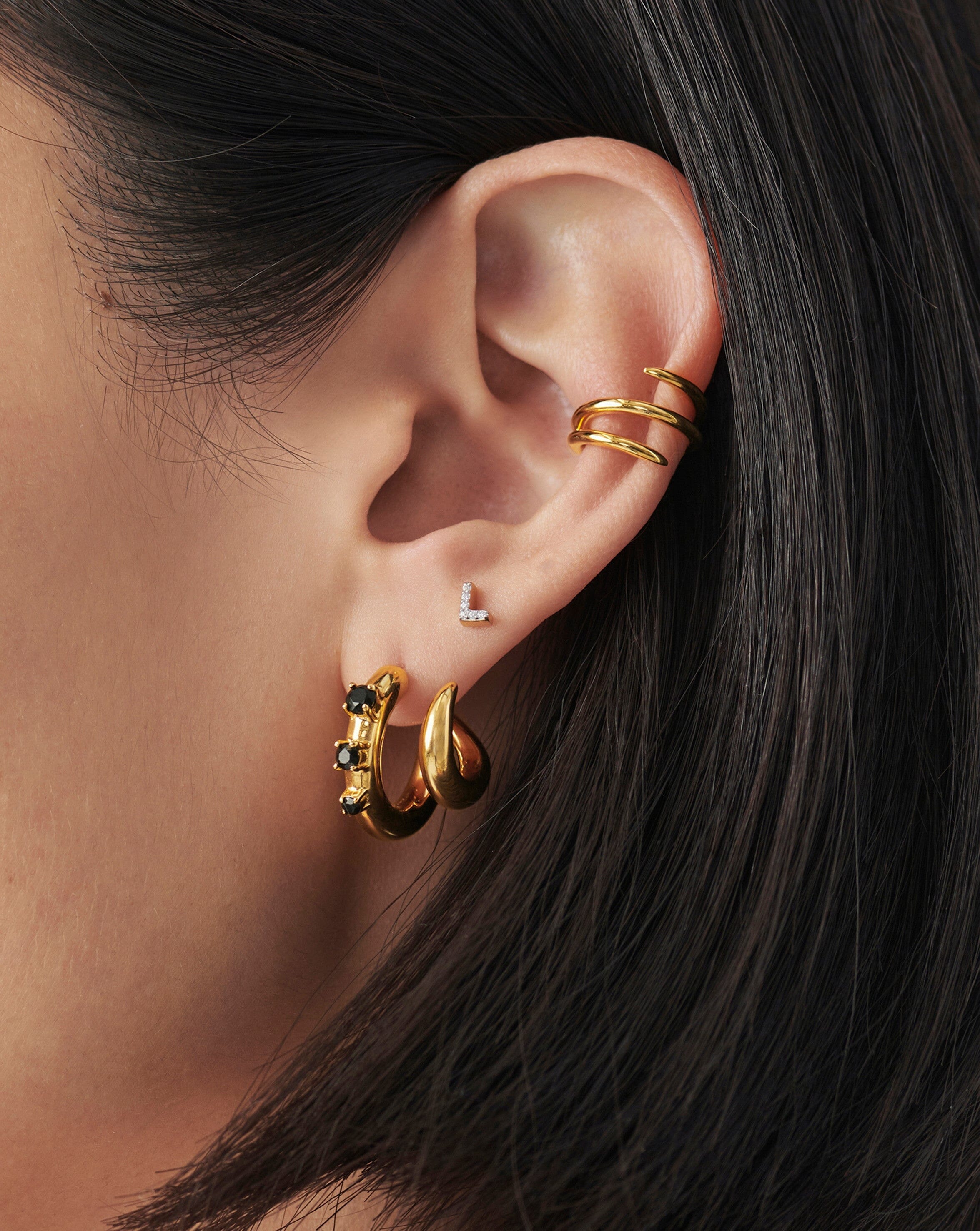 Pave Initial Single Stud Earring - 18k Gold Vermeil & Cubic Zirconia Monogram Jewelry | Personalized Gift for Women, Birthday, Anniversary | Everyday Elegance & Special Occasion Wear