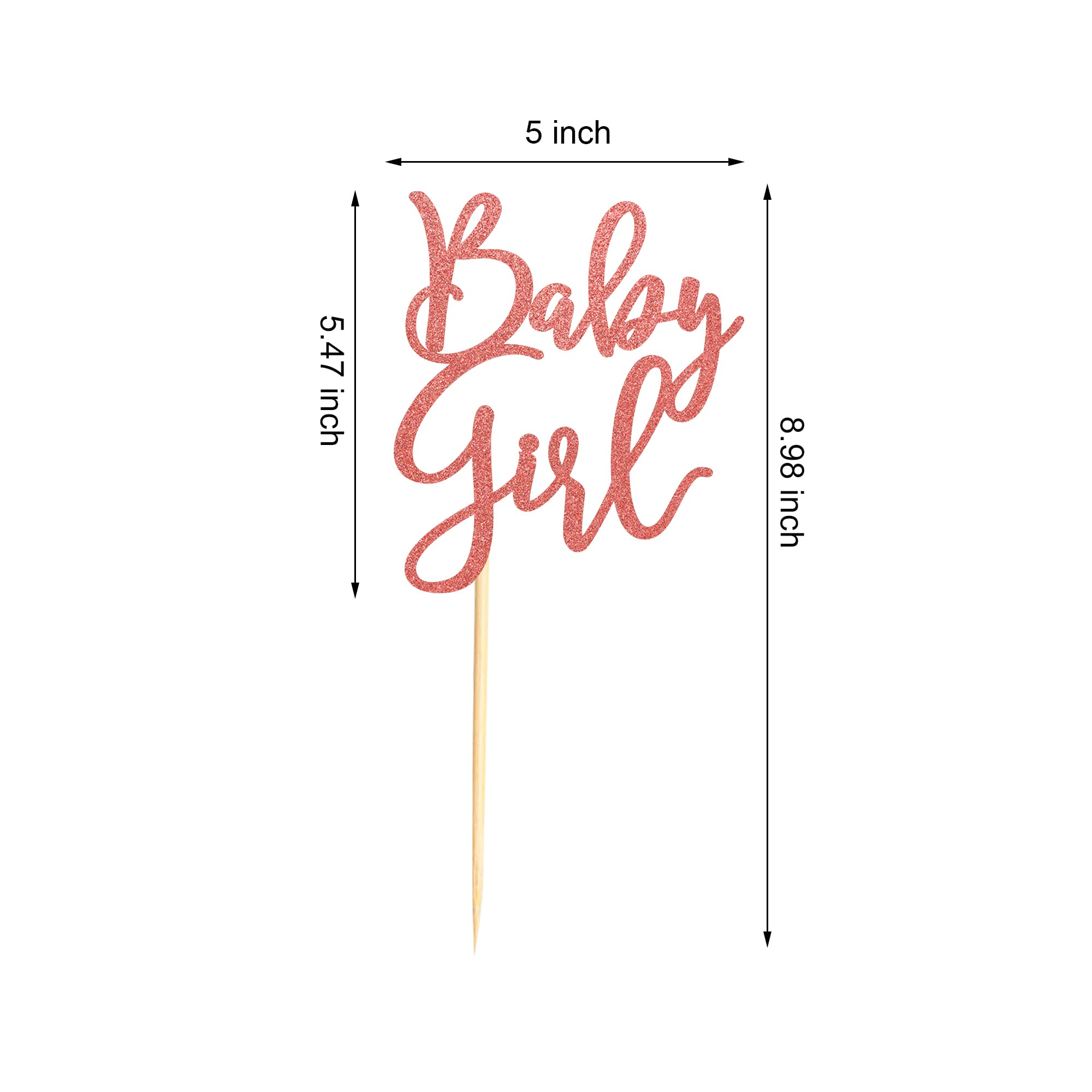 Rose Gold Glitter Baby Girl Cake Topper - Gender Reveal Party Decorations, Baby Shower & Newborn Cake Picks for Celebrations & Special Occasions