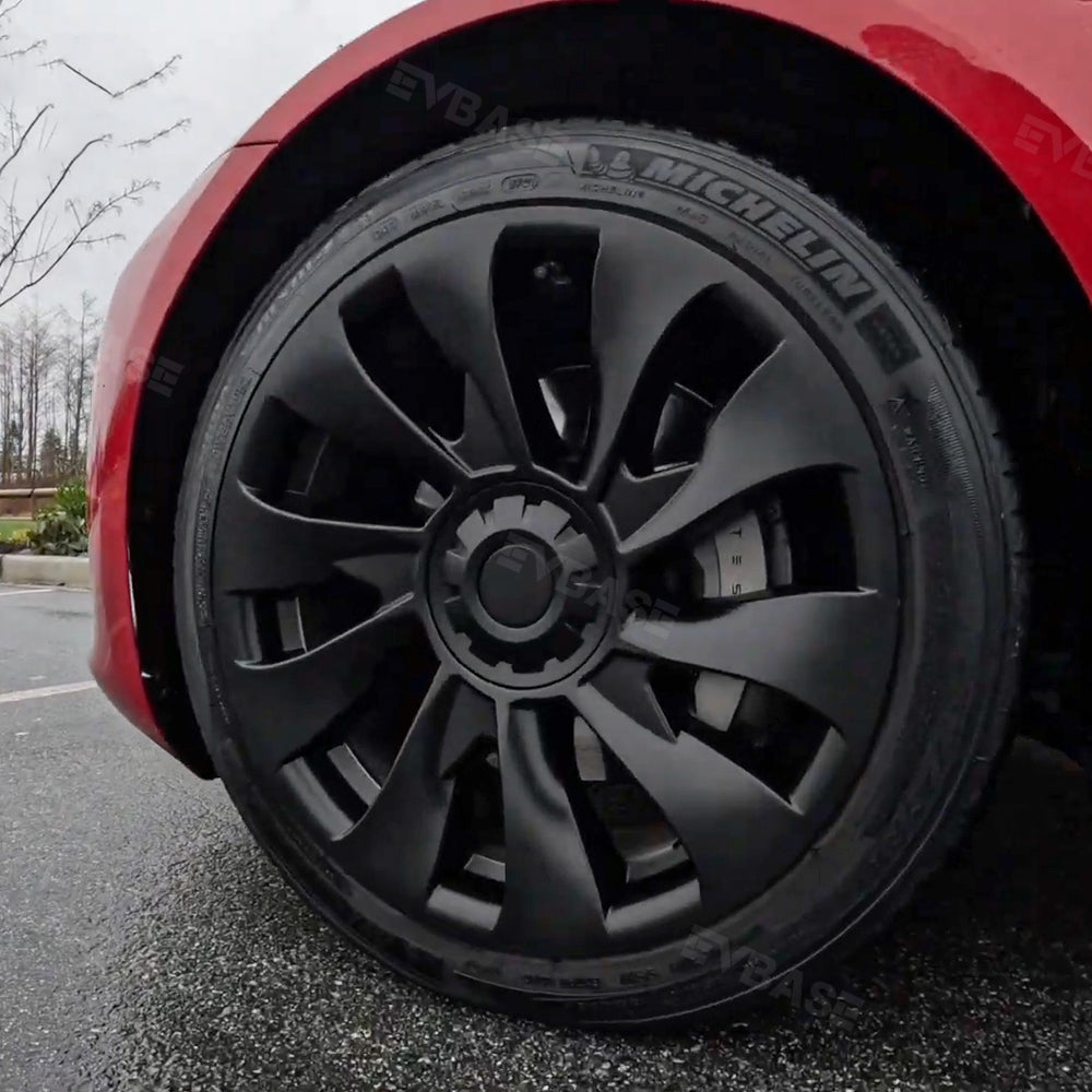 Tesla Model 3 18 Inch Überturbine Wheel Covers Kit - Matte Black Wheel Caps for 2017-2023 Model 3 | Enhance Style & Protect Rims for Daily Driving & Road Trips