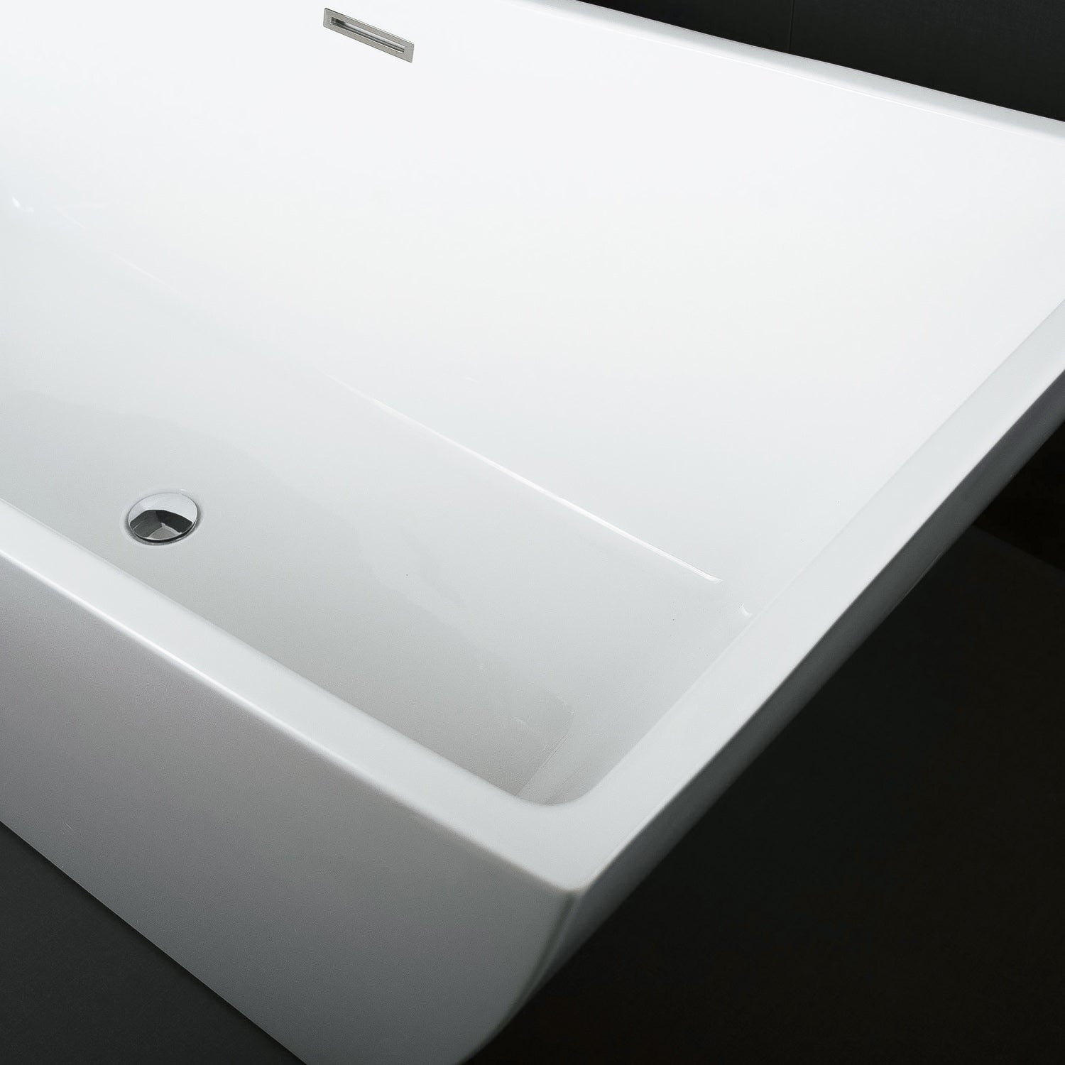 DAX Square Freestanding Acrylic Bathtub with Stainless Steel Frame - 67x27x32 Inches (BT 8086) - High Gloss Finish, Central Drain & Overflow - Perfect for Modern Bathroom, Spa Retreat & Luxury Home Renovation