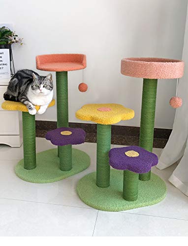 Premium Multi-Level Cat Tree with Mushroom Design, Sisal Jumping Platforms & Flower Backrest - Large Cat Climbing Frame for Indoor Cats - Perfect for Play, Exercise & Relaxation in Home or Office