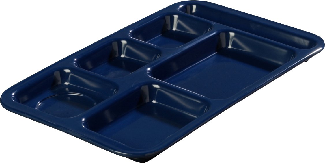Carlisle Heavyweight Melamine Plastic Lunch Tray - 6-Compartment Right-Handed Meal Tray for Schools, Cafeterias & Dining Halls (15