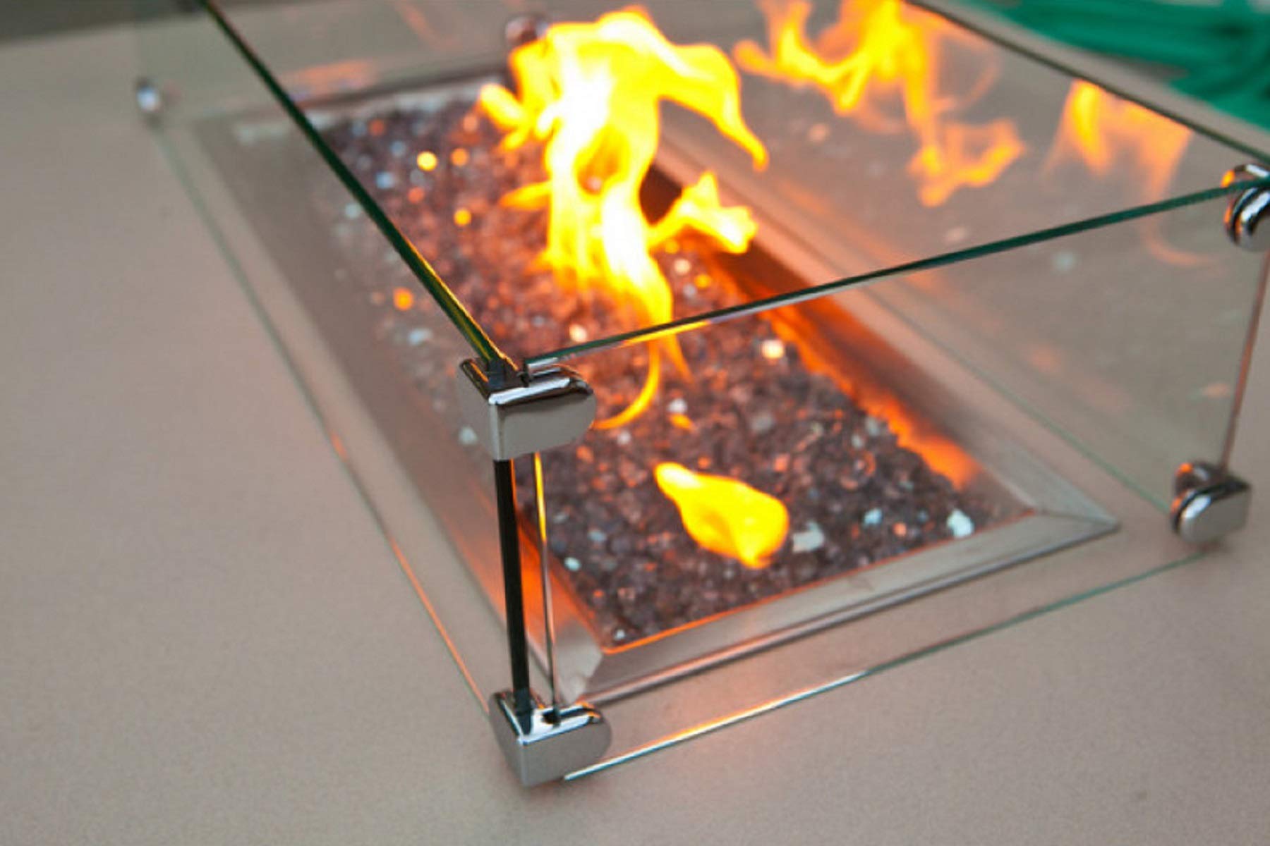 Hiland AWS-RT30 Clear Rectangular Fire Pit Glass Wind Screen - Durable Wind Protection for Outdoor Patio, Backyard, Camping & Garden Gatherings