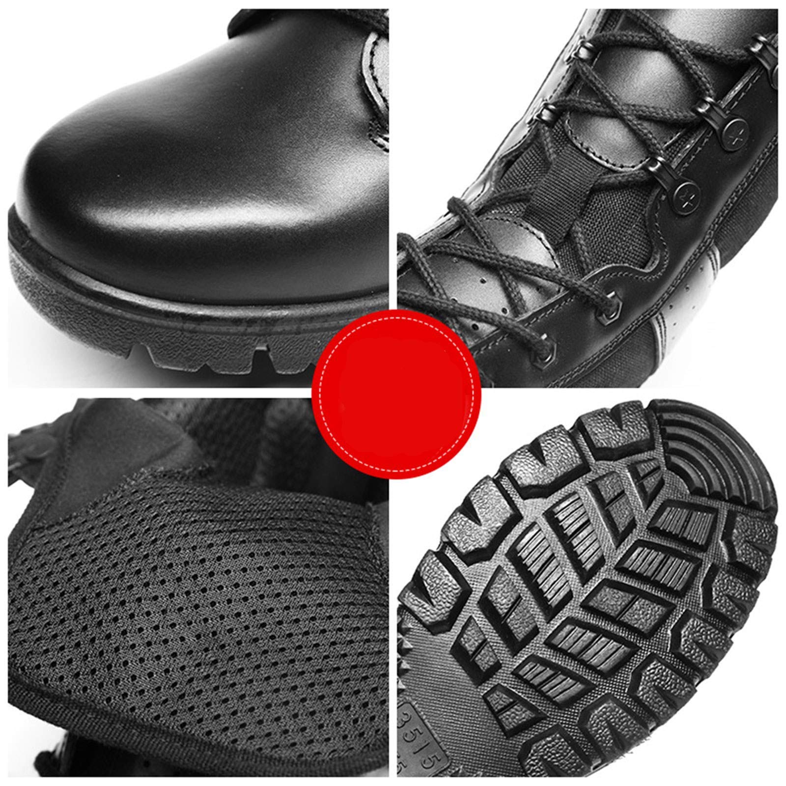 Men's Army Military Tactical Boots - Black Leather Waterproof Work Safety Shoes for Spring & Autumn | Durable Casual Boots for Outdoor, Hiking, Work & Everyday Wear | Size 46
