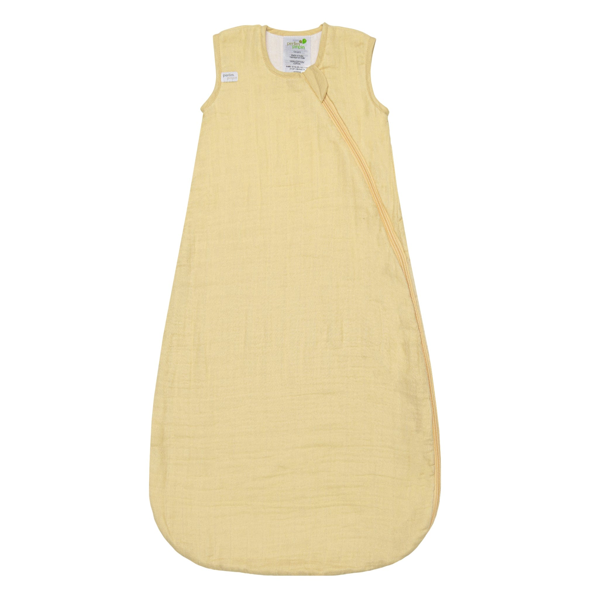 Organic Cotton Muslin Sleep Sack for Babies - Breathable & Lightweight (0.7 TOG) - Perfect for Nursery, Daycare & Travel - Lemon Yellow