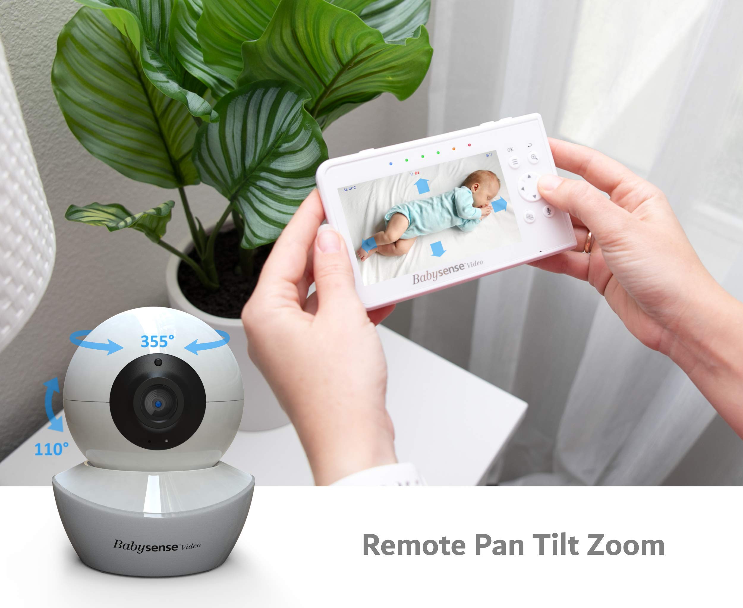 Babysense V43 Split Screen Video Baby Monitor with 2 PTZ Cameras & 7 Under-Mattress Movement Sensor - 2-in-1 Baby Monitor Bundle for Nursery Safety & Peace of Mind | Night Vision, Real-Time Alerts, Smartphone Connectivity