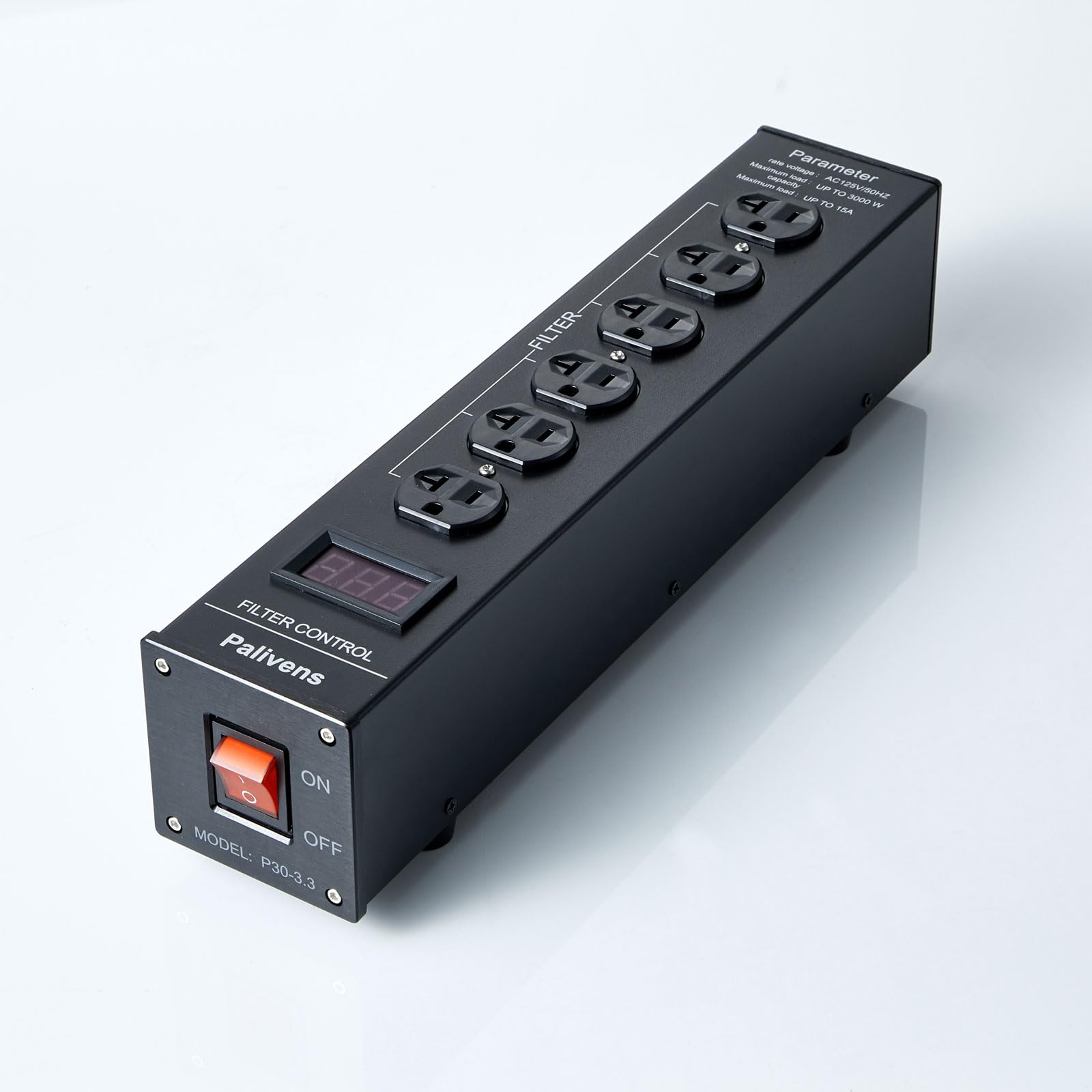 Premium 4-Outlet AC Power Conditioner with LCD Display - EMI/RFI Noise Filter for HiFi Audio Systems, CD Players, TVs & Home Theater - Black | Perfect for Audiophiles & Home Entertainment Setups