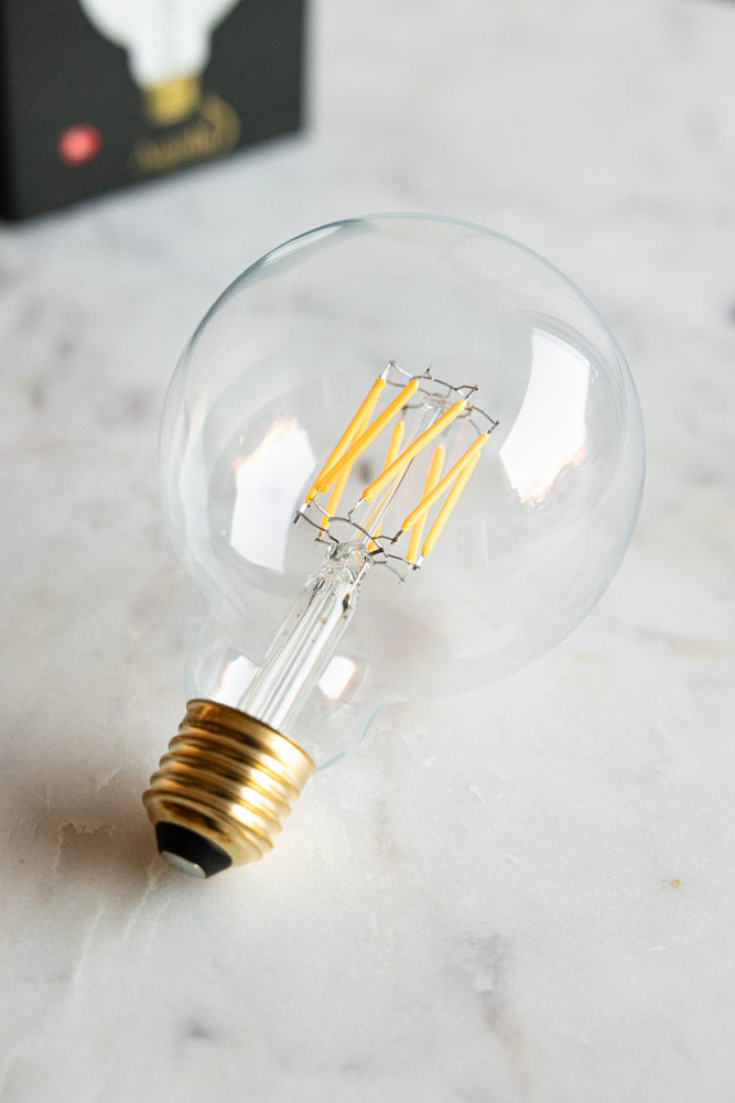 6W E27 LED Light Bulb, Clear Globe Shape, Energy Efficient, Warm White 3000K - Perfect for Lamps, Ceiling Fixtures, and Home Lighting