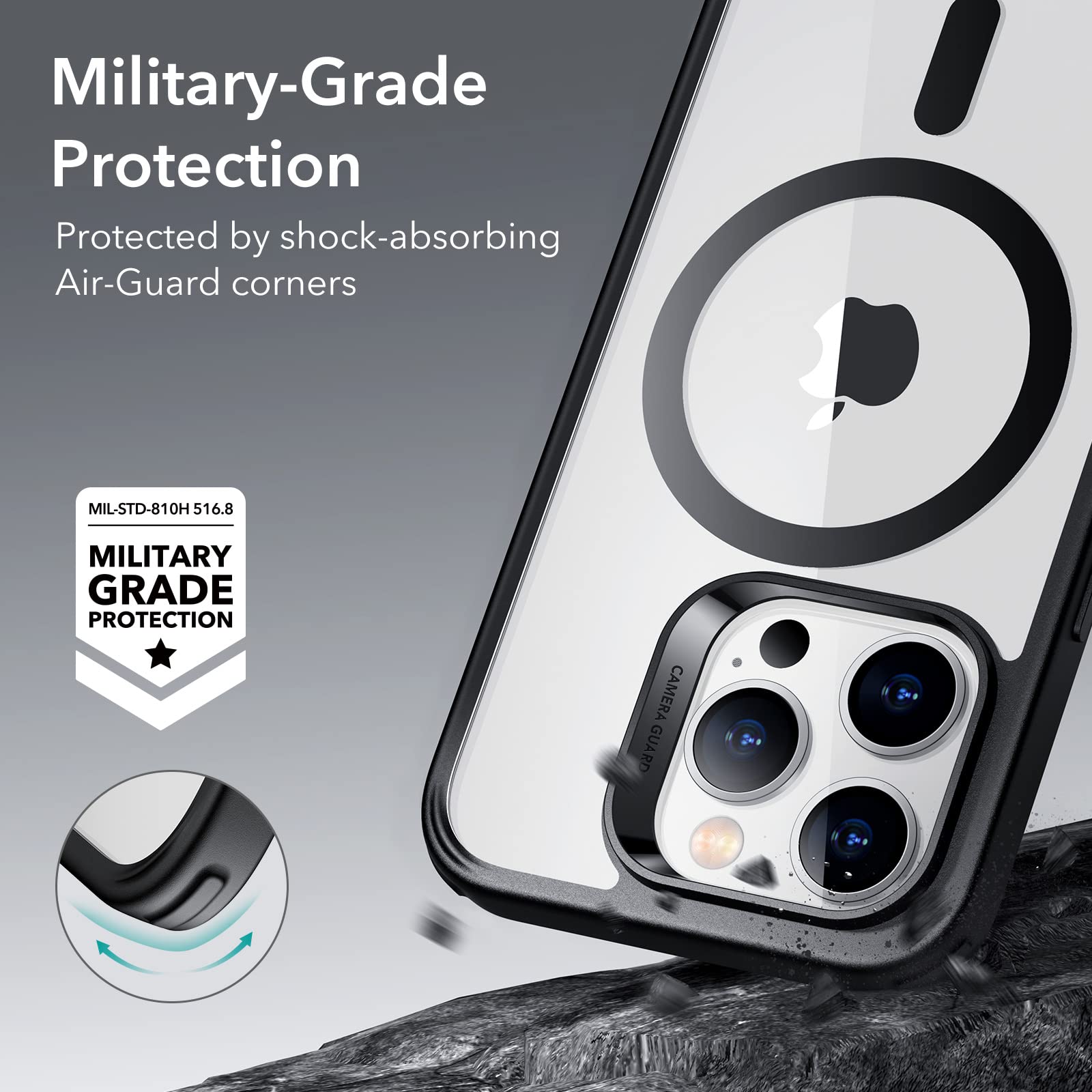ESR Magnetic Case for iPhone 14 Pro Max 6.7 inch - Military-Grade Shockproof Protection, Scratch-Resistant Clear Black Hybrid Cover with MagSafe Compatibility | Perfect for Work, Travel & Everyday Use