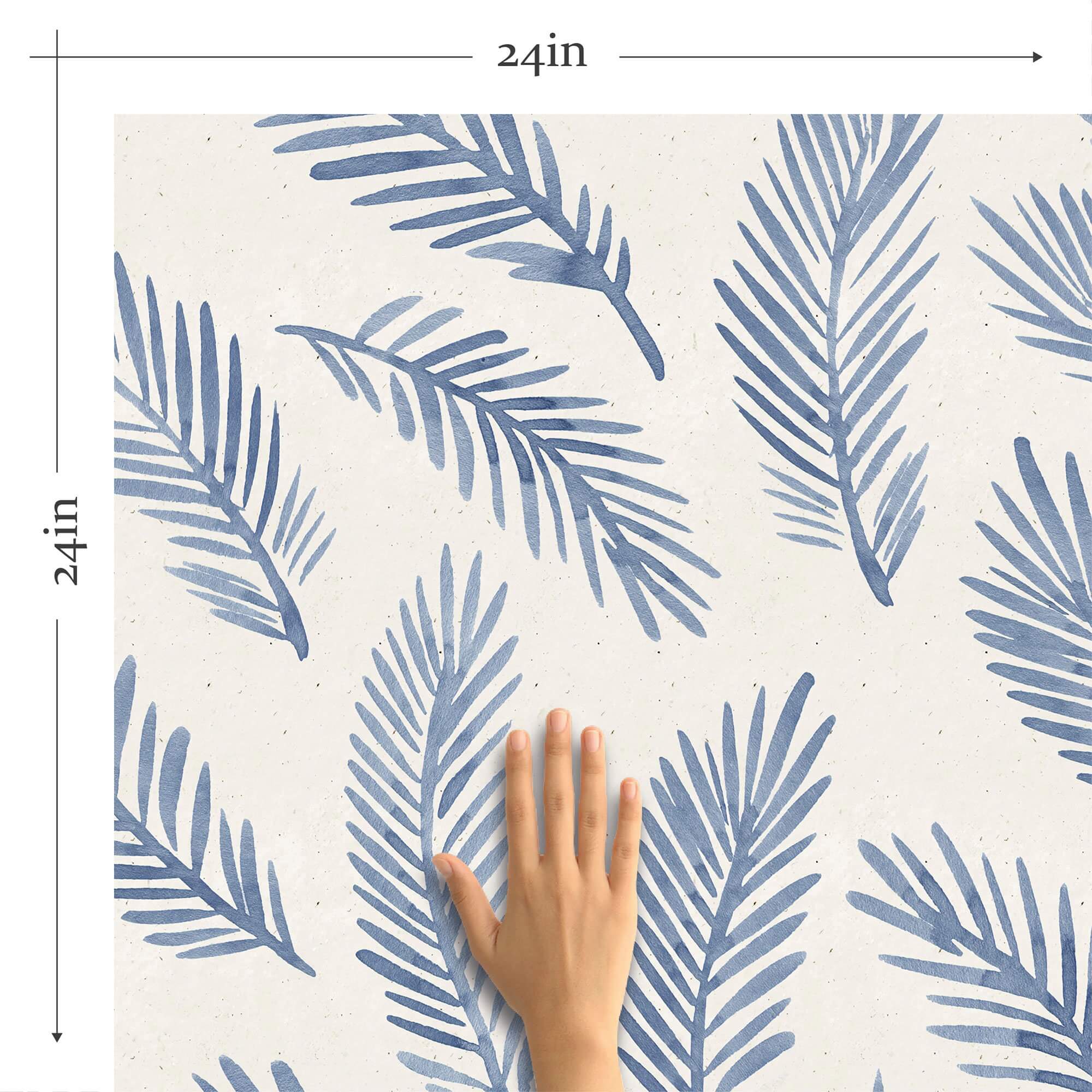 Blue Botanical Floral Peel and Stick Removable Wallpaper - Self-Adhesive Wall Decor for Bedroom, Nursery, Living Room & Office