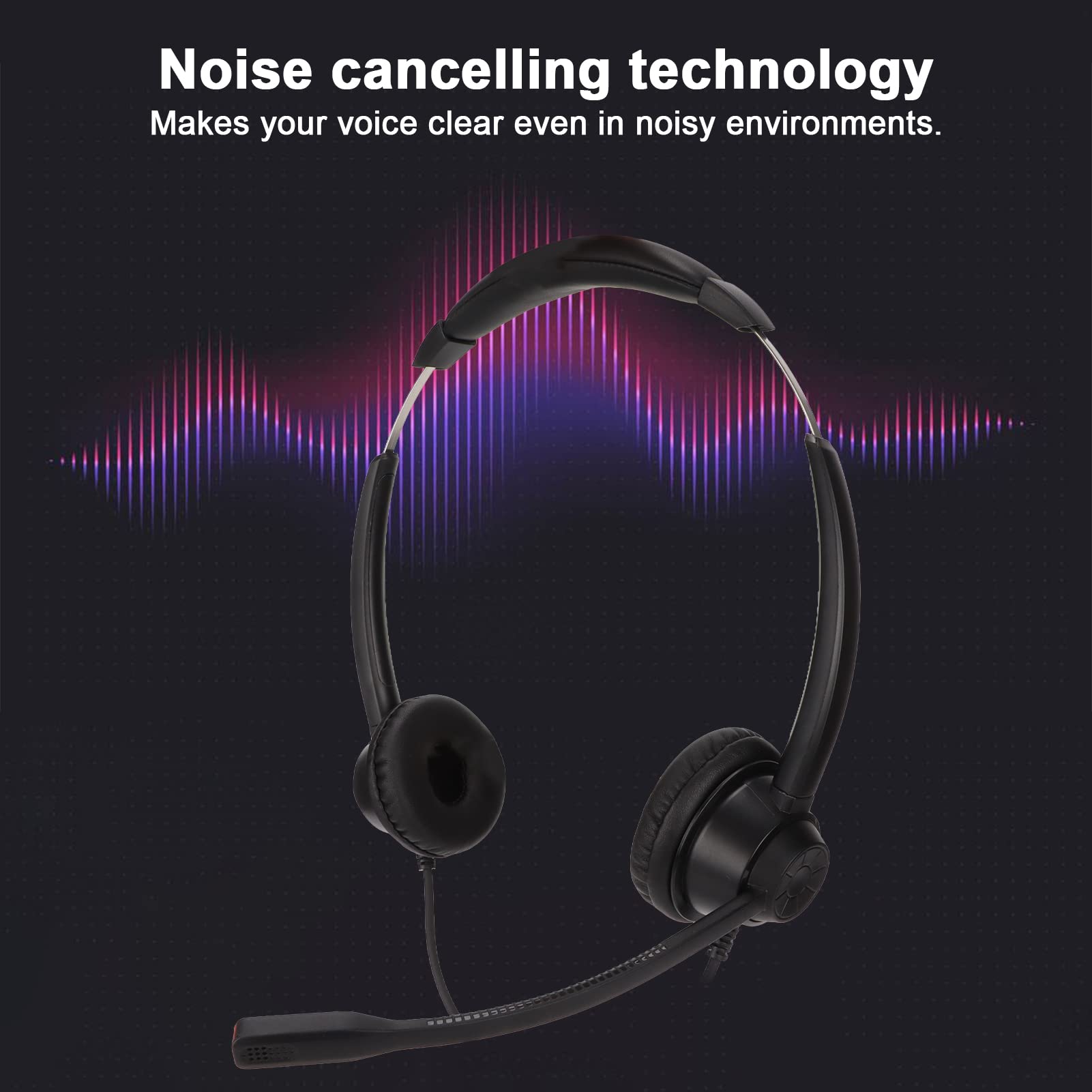 2.5mm Noise Canceling Office Headset with Microphone - Compatible with AT&T, Vtech, Uniden, Grandstream & Polycom Cordless Phones - Perfect for Call Centers, Customer Service & Remote Work