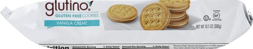 Glutino Gluten Free Vanilla Creme Cookies - 10.5 oz Pack | Delicious Dairy-Free Snacks for Parties, School Lunches & Celiac-Friendly Diets