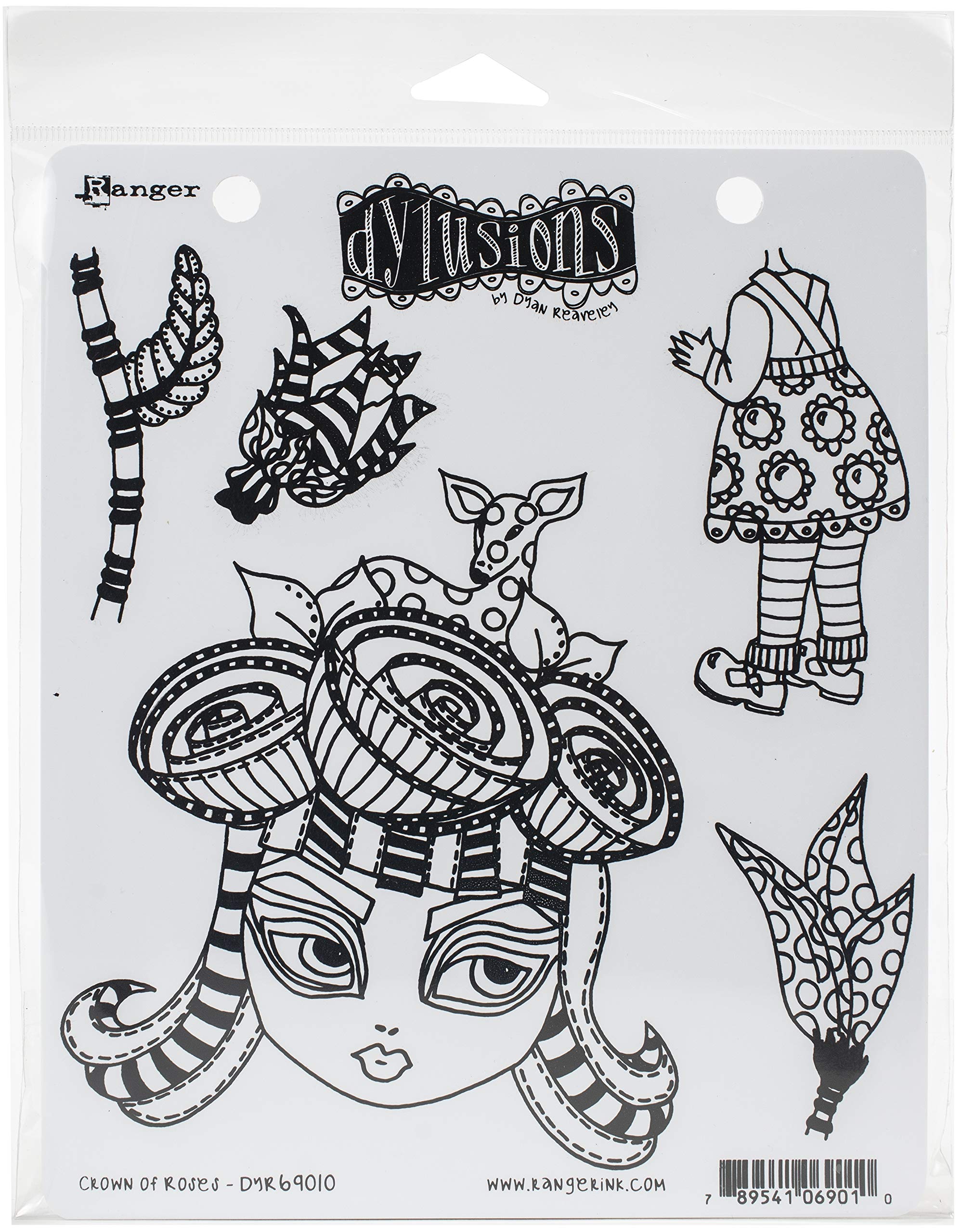 Dylusions Cling Stamp - Crown Rose Design for Scrapbooking, Card Making & Mixed Media Art | Perfect for DIY Crafts, Journals & Invitations