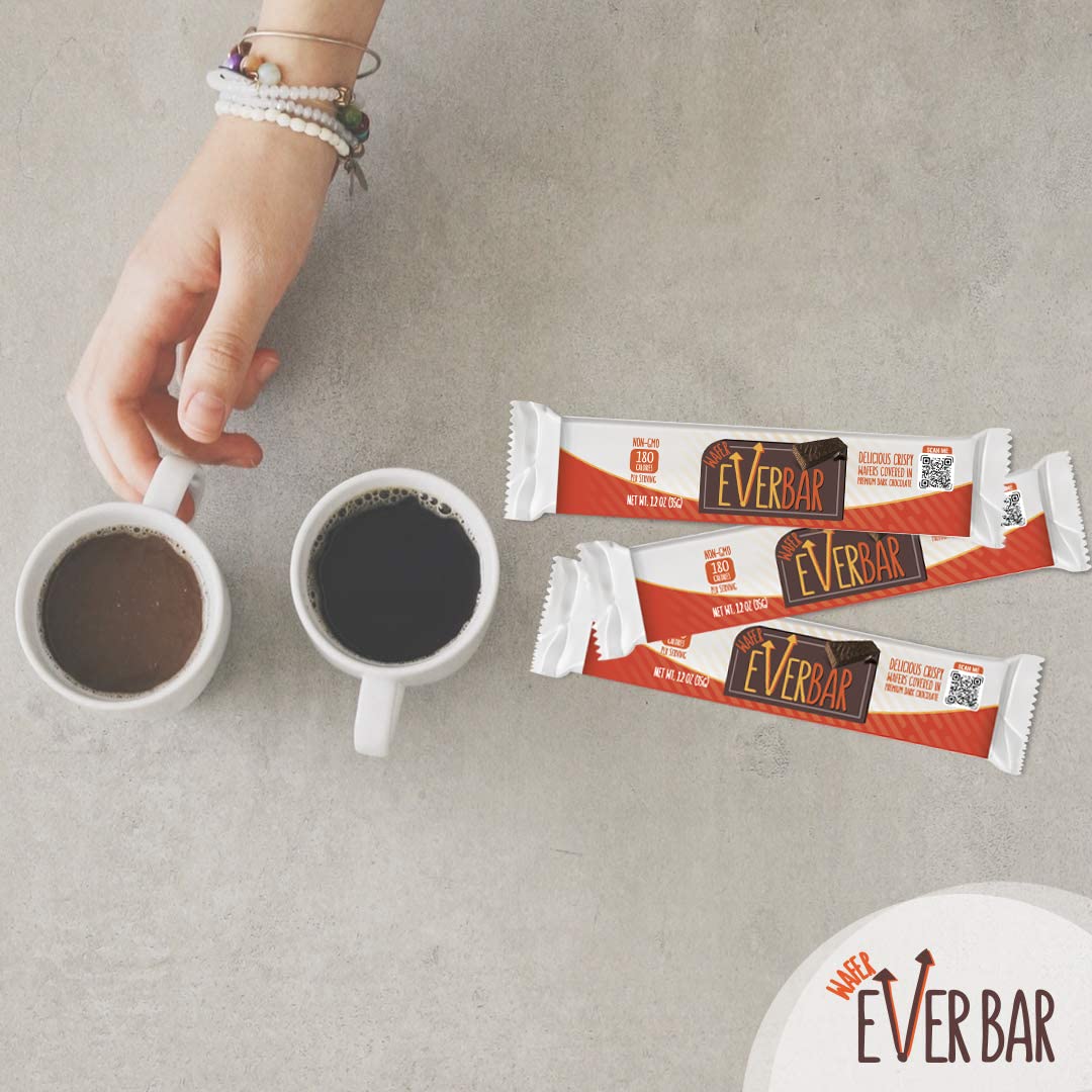 EverBar - Dark'n Crispy Chocolate Bars, 144 Count | Non-GMO Dark Chocolate Wafer Candy | Healthy Bite-Size Snack | Perfect with Coffee, Tea or for On-the-Go | Premium Wafer Chocolate for Office, Travel & Gifts