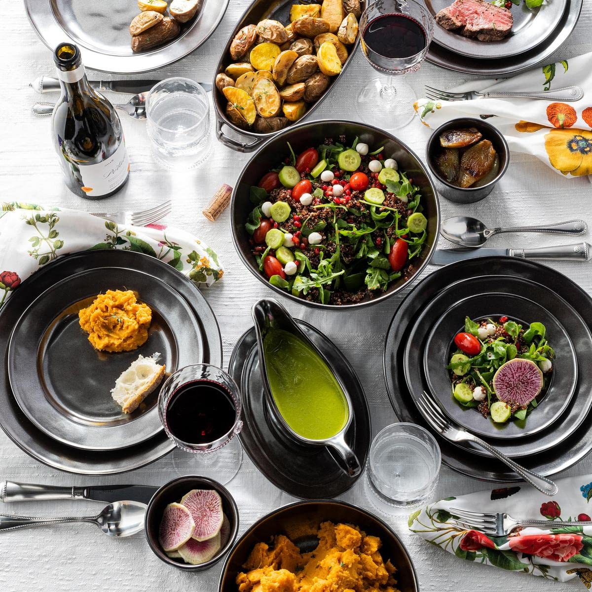 Juliska Pewter Stoneware 5-Piece Dinnerware Set - Elegant Table Setting for Fine Dining & Entertaining