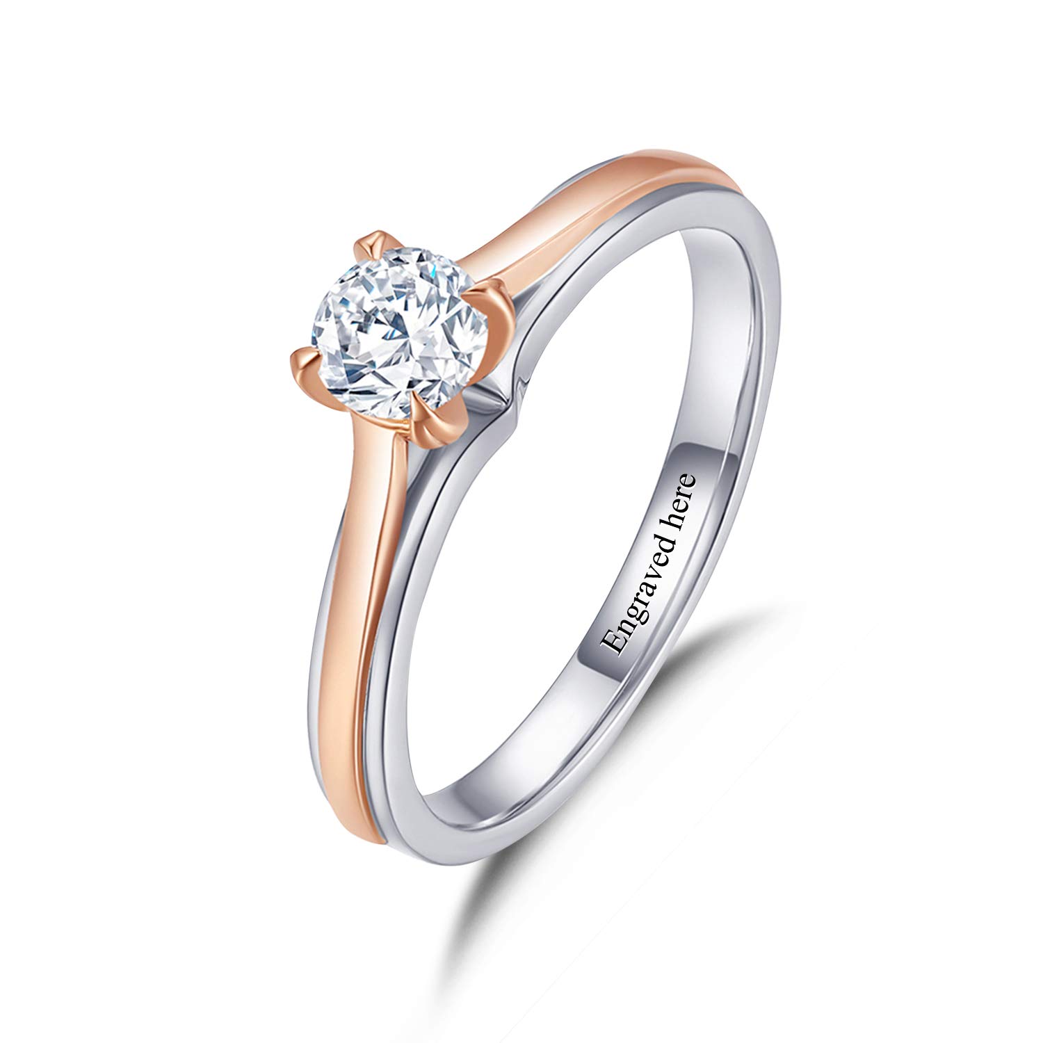 Rose Gold Plated 1 Carat Moissanite Diamond Wedding Ring Set - 925 Sterling Silver Custom Engraved Anniversary Band for Women - Perfect for Engagement, Proposal & Romantic Gifts