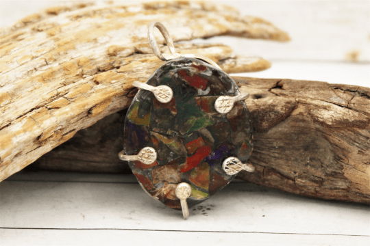 Natural Ammolite Gemstone Pendant Necklace - Genuine Iridescent Fossil Jewelry for Women - Perfect for Gifts, Parties & Special Occasions