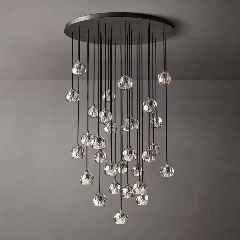 Crystal Ball Cluster Round Chandelier - 40 Inch Modern Ceiling Light Fixture for Dining Room, Living Room, Bedroom & Entryway