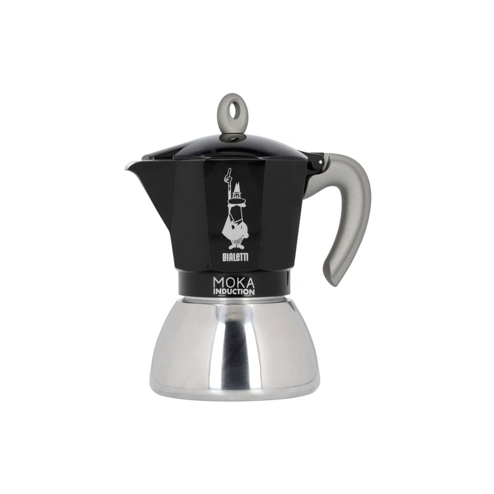 Bialetti Moka Induction Stovetop Espresso Maker - Black | Italian Coffee Pot for Gas, Electric & Induction Cooktops | Perfect for Home, Office & Camping Brewing