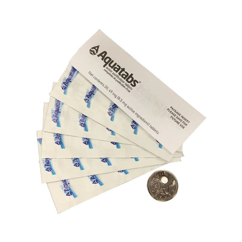 Aquatabs Water Purification Tablets - 50 Tablets for Emergency, Camping & Travel - Safe Drinking Water Solution for Hiking, Backpacking & Disaster Preparedness