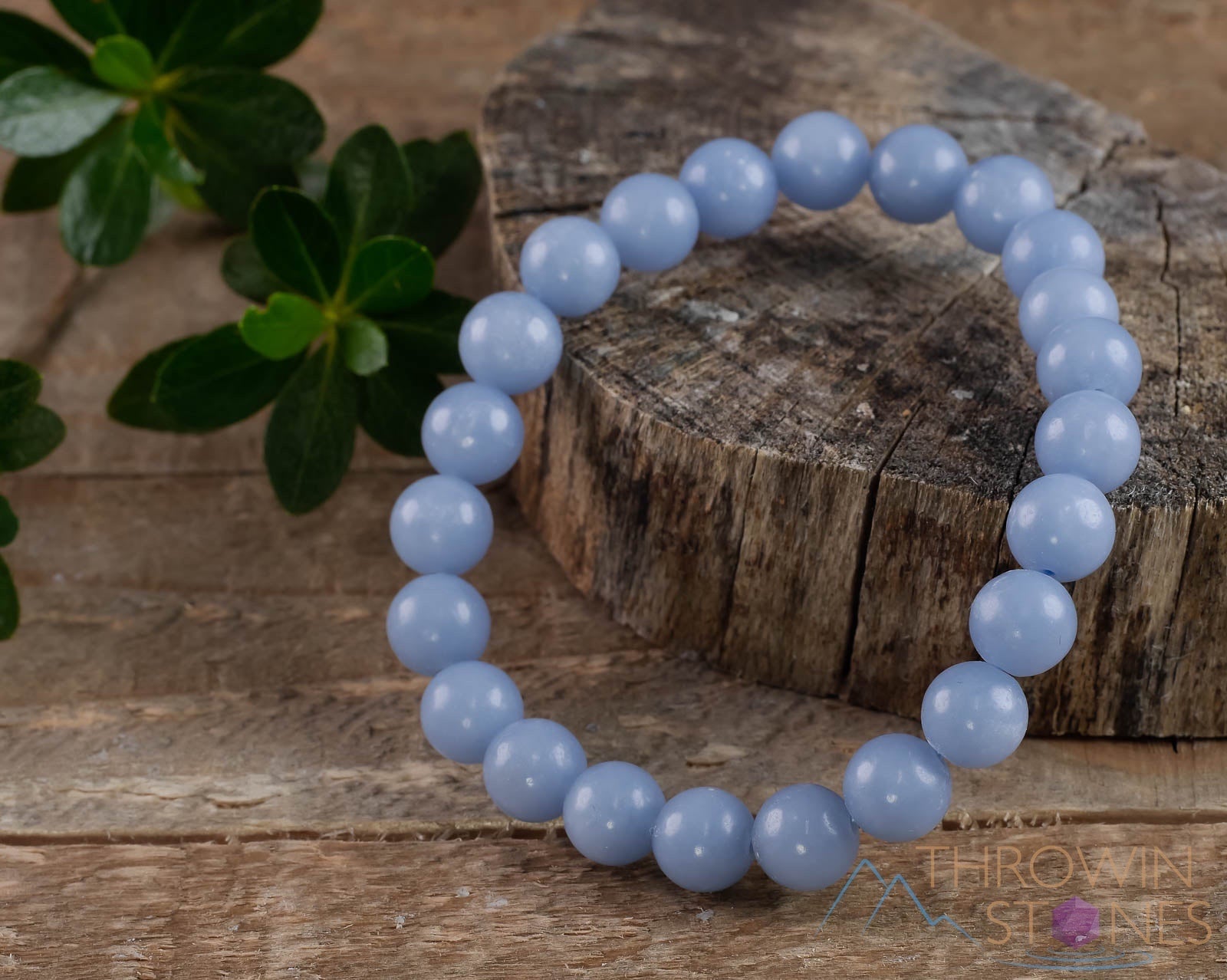 ANGELITE Crystal Bracelet - Round Beaded Healing Bracelet, Handmade Gemstone Jewelry for Women, Stress Relief & Spiritual Balance | Perfect for Meditation, Yoga & Daily Wear