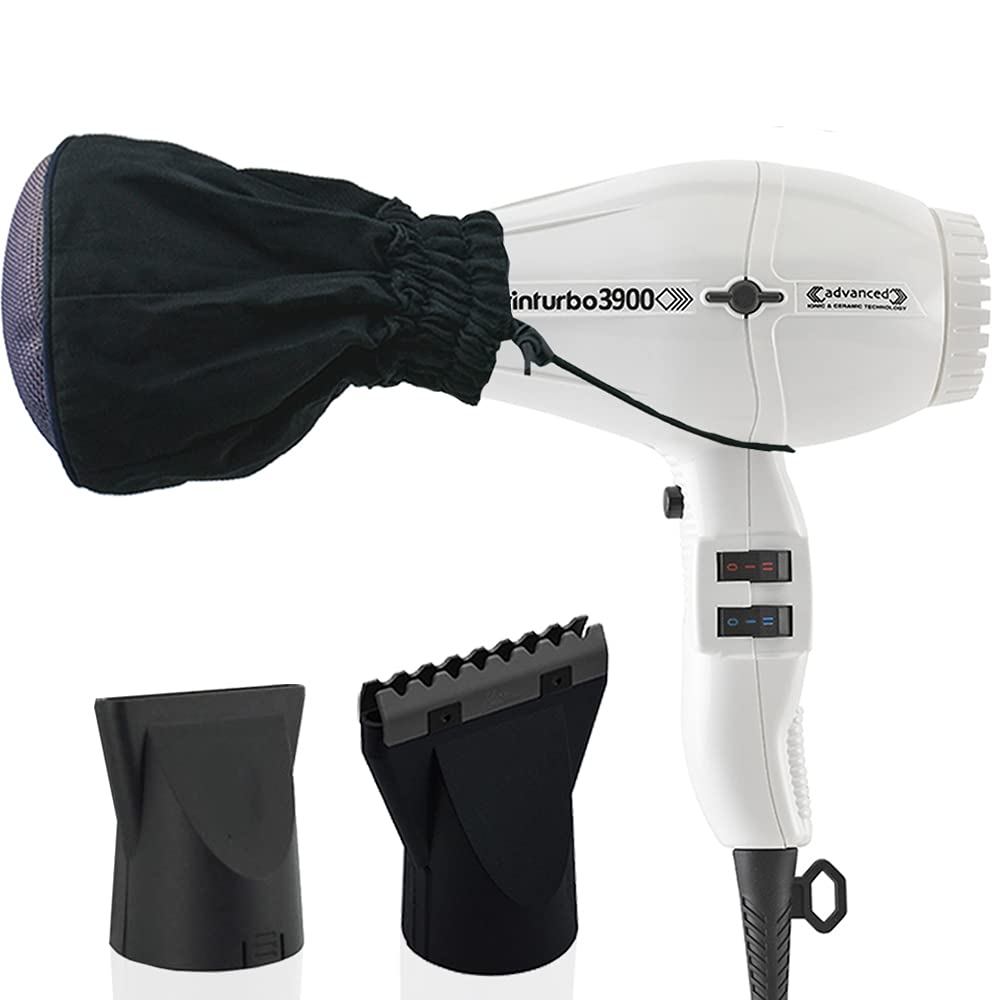 Turbo Power TwinTurbo 3900 Professional Ionic Ceramic Hair Dryer with Metal Mesh Diffuser - Fast Drying, Frizz Control for Salon-Quality Blowouts at Home | Perfect for Styling, Travel & Daily Hair Care (2-Piece Set)