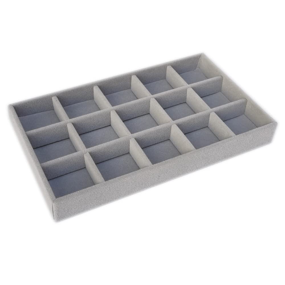 Clear Acrylic Jewelry Box with Velvet Lining - 15 Grid Jewelry Organizer Tray for Necklaces, Rings & Earrings | Jewelry Storage & Display Case for Dresser, Vanity & Travel