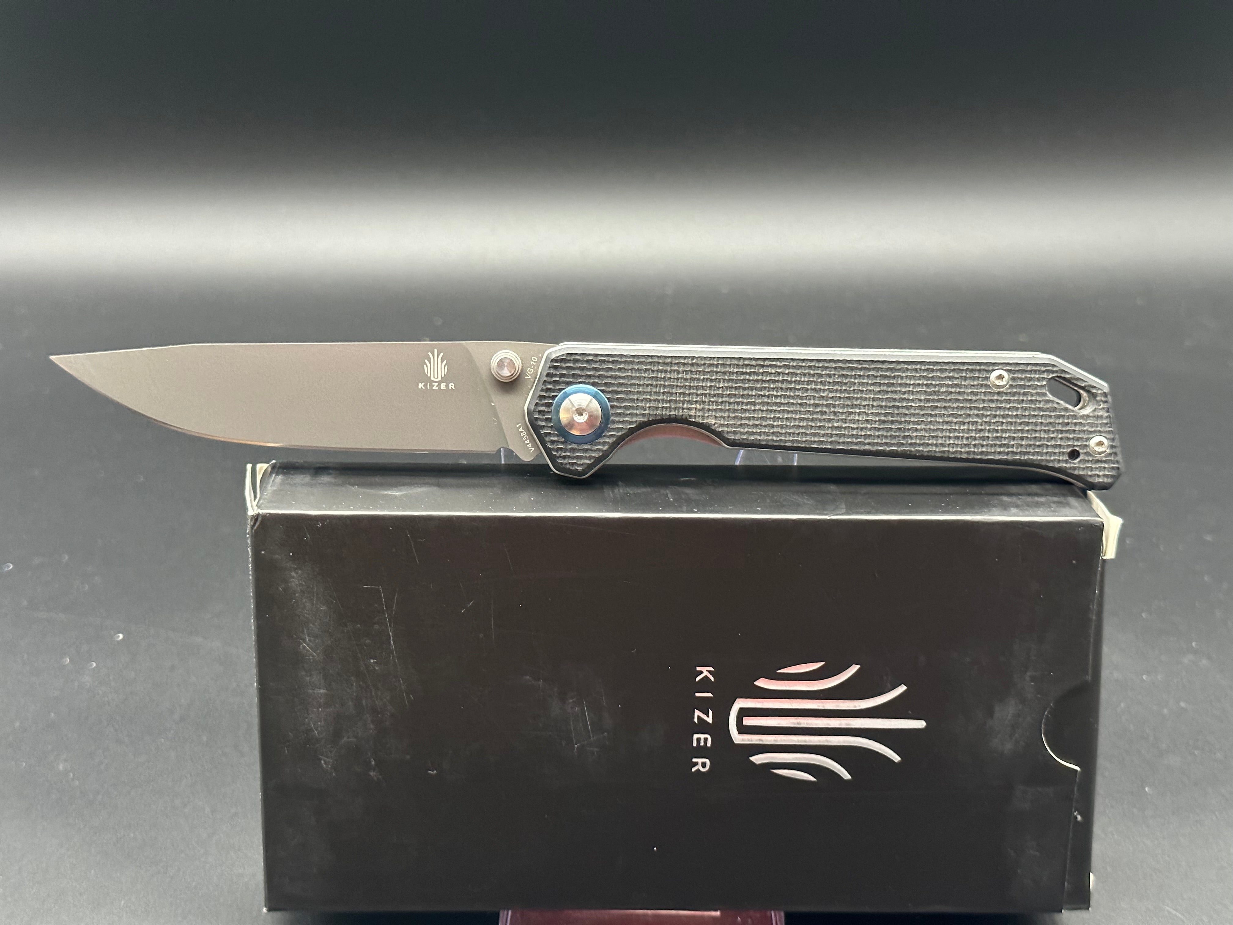 Kizer Begleiter V4458A1 Folding Pocket Knife - VG-10 Steel Black Blade | EDC, Camping, Hiking & Outdoor Survival Gear