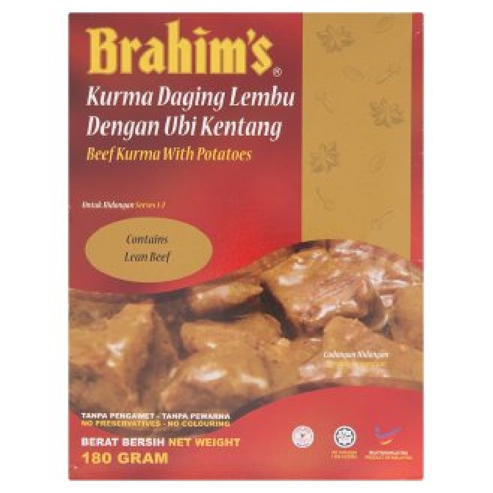 Brahim's Beef Kurma with Potatoes Sauce Paste - 180g (6 Packs) | Authentic Malaysian Curry Sauce | Perfect for Rice, Noodles & Home Cooking