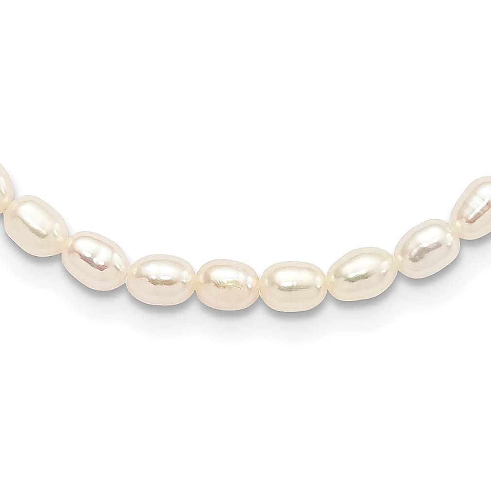 925 Sterling Silver 5mm White Rice Freshwater Pearl Necklace for Women & Girls - Elegant Pendant Charm Jewelry Gift for Her - Perfect for Birthdays, Anniversaries & Special Occasions